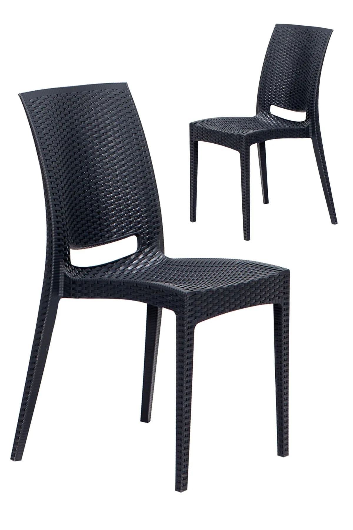 2 Pieces Rattan Anthracite Chairs / Balcony-Garden-Terrace