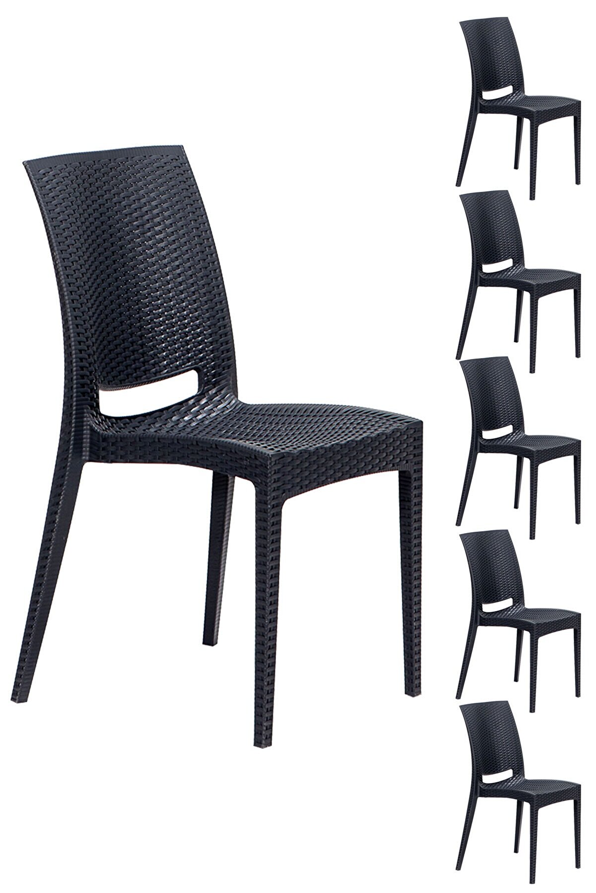 6 Pcs. Rattan Anthracite Chairs / Balcony-Garden-Terrace