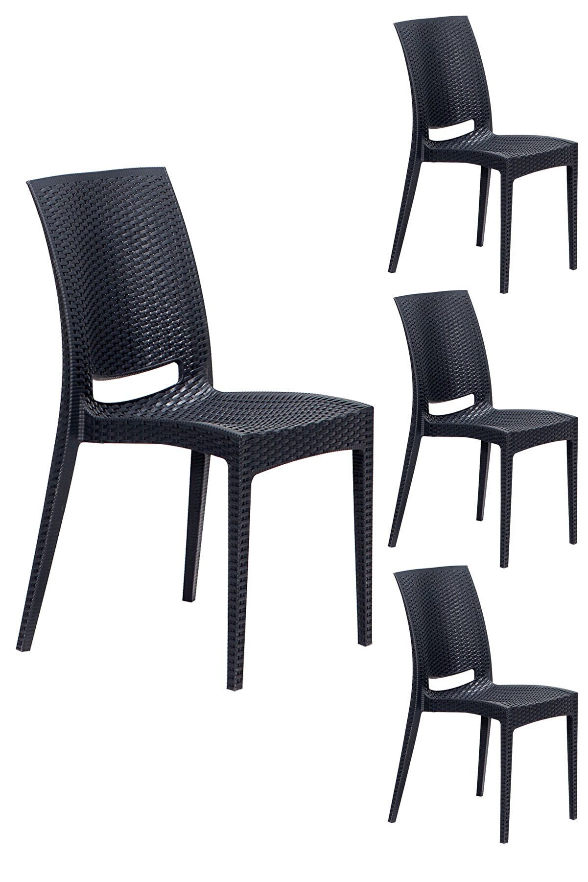 4 Pieces Rattan Anthracite Chairs / Balcony-Garden-Terrace