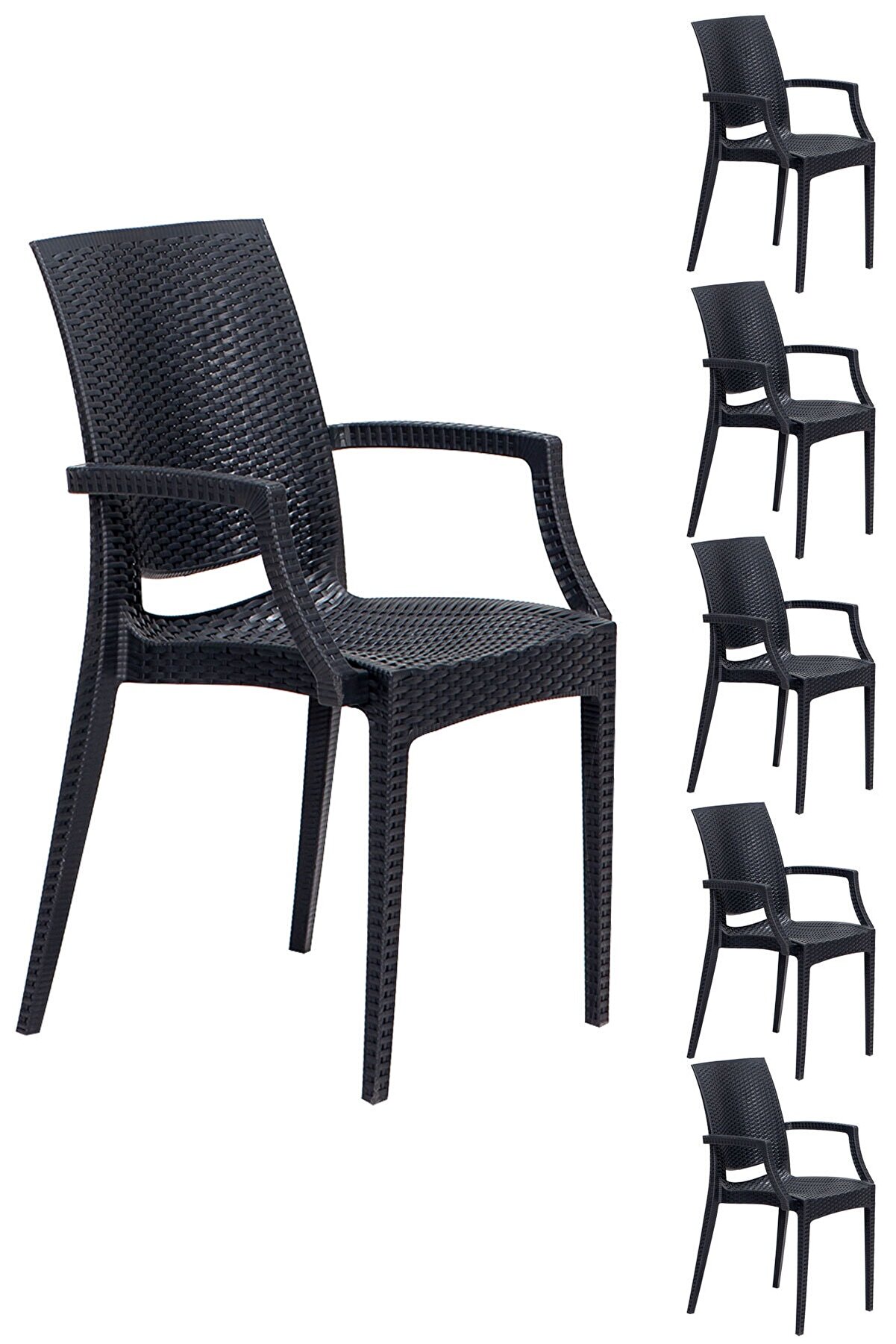 6 Pcs. Rattan Lux Anthracite Chairs / Balcony-Garden-Terrace