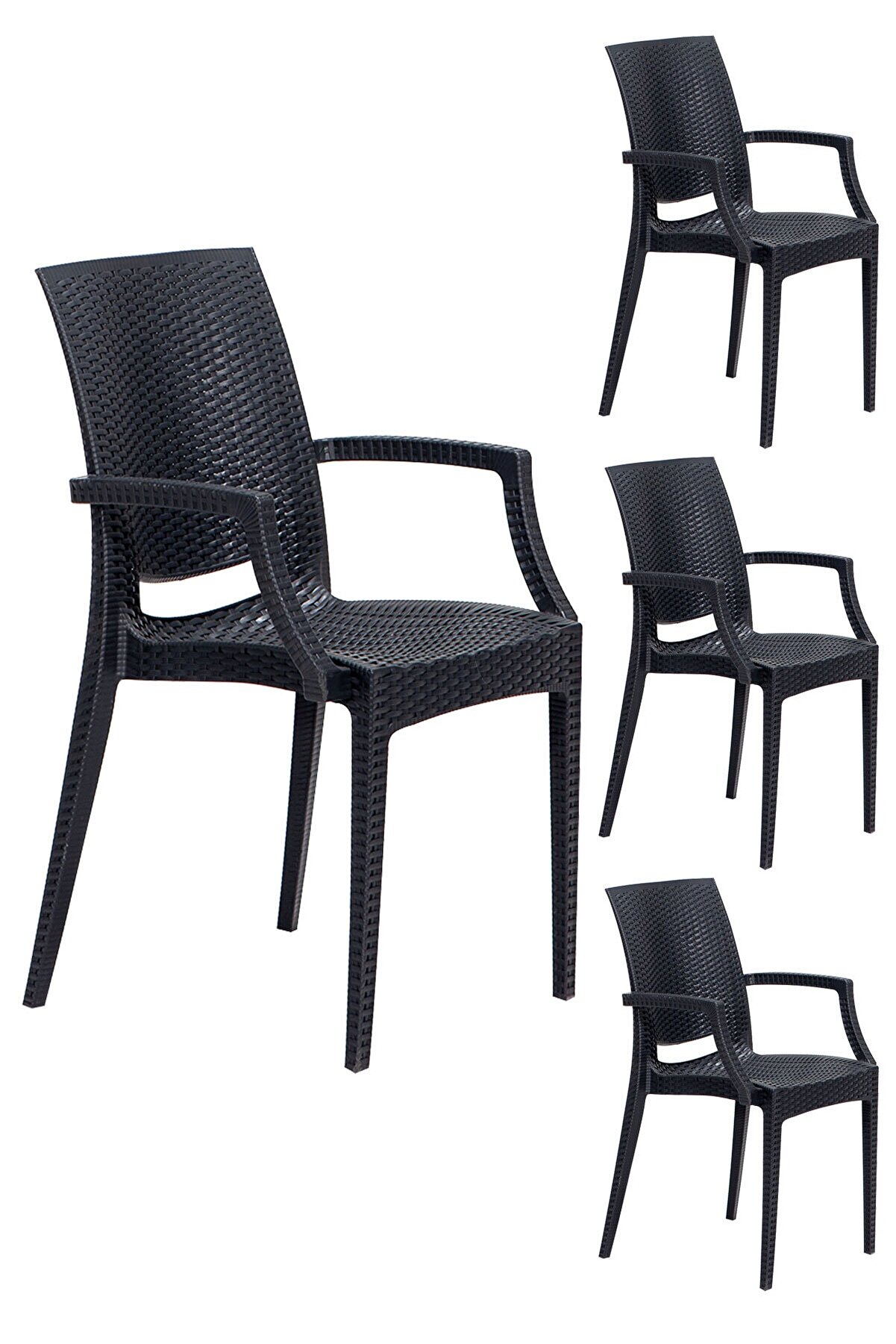 4 Pcs. Rattan Lux Anthracite Chairs / Balcony-Garden-Terrace