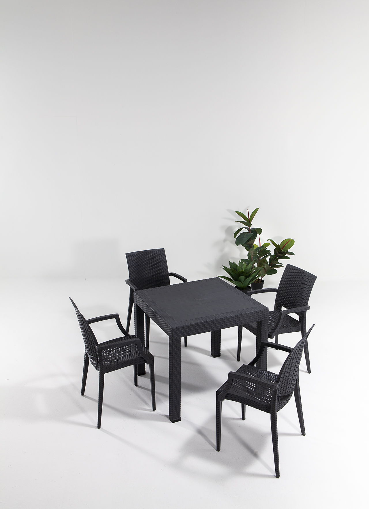 Rattan Lux 80x80 Garden&Balcony&Terrace Table Set - Anthracite