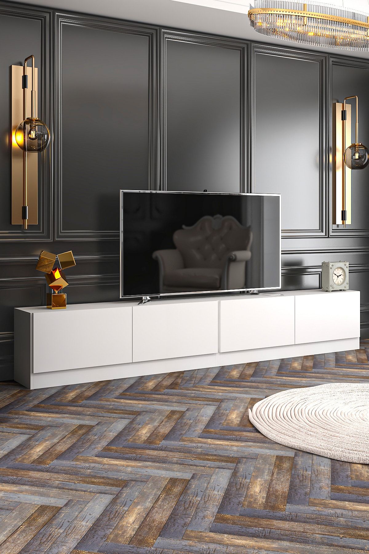 Lacquered TV Unit White