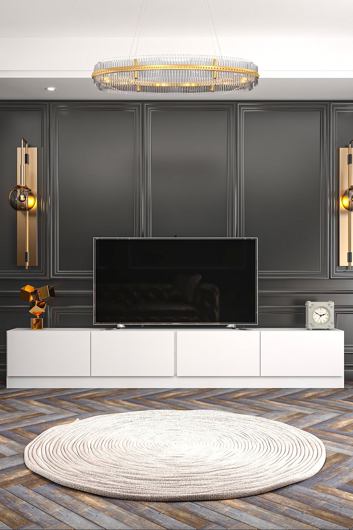 Lacquered TV Unit White