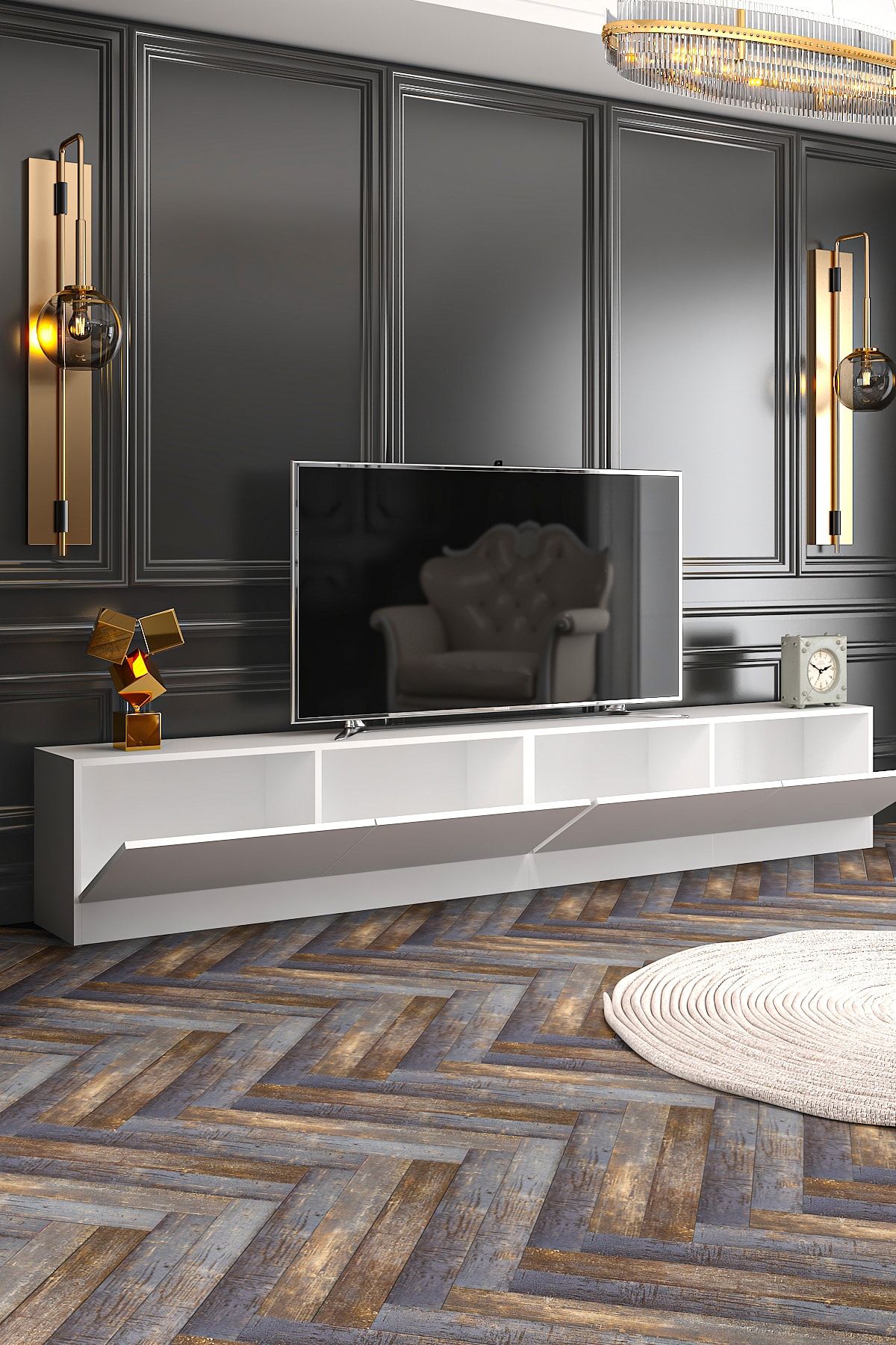 Lacquered TV Unit White