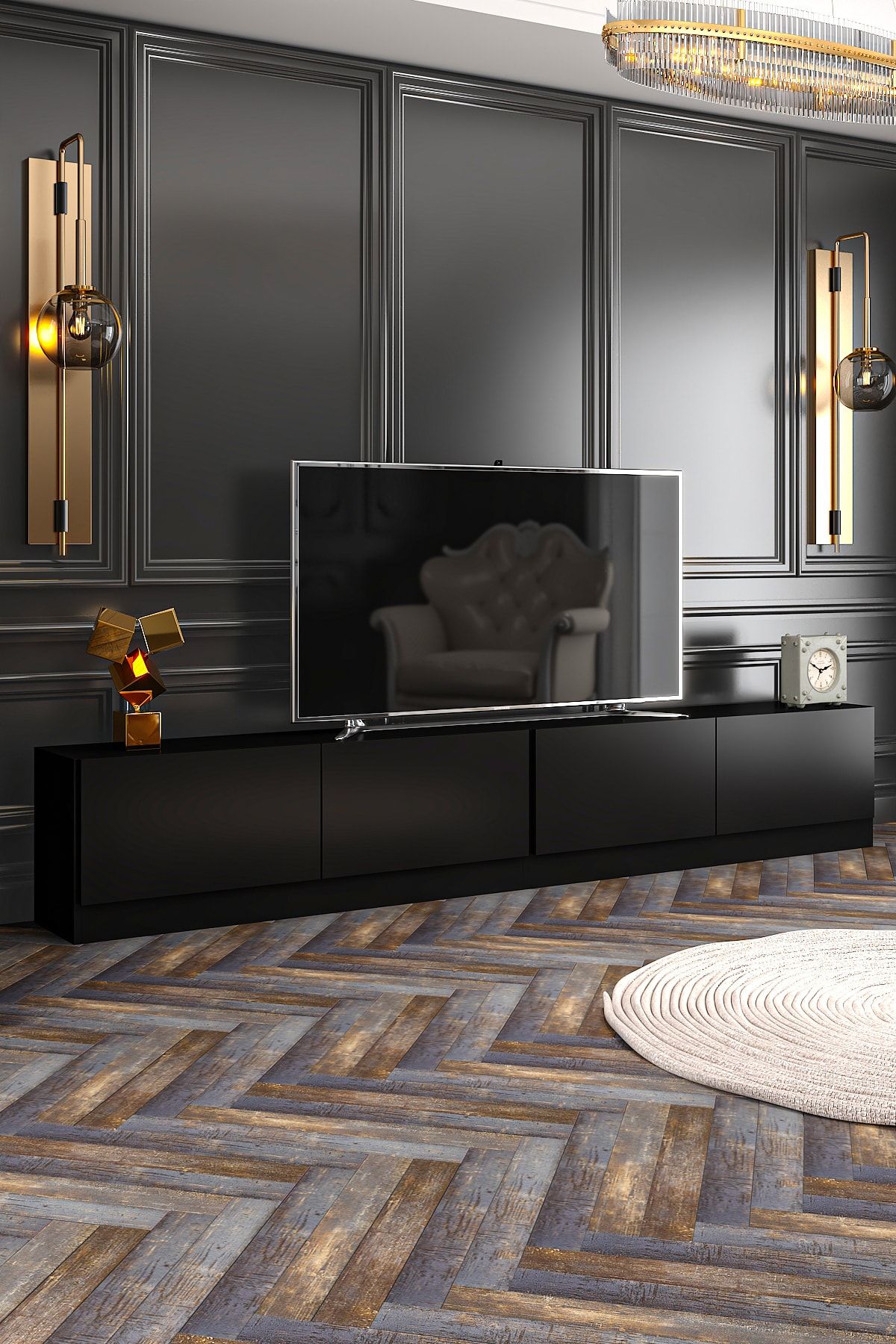 Lacquered TV Unit Black