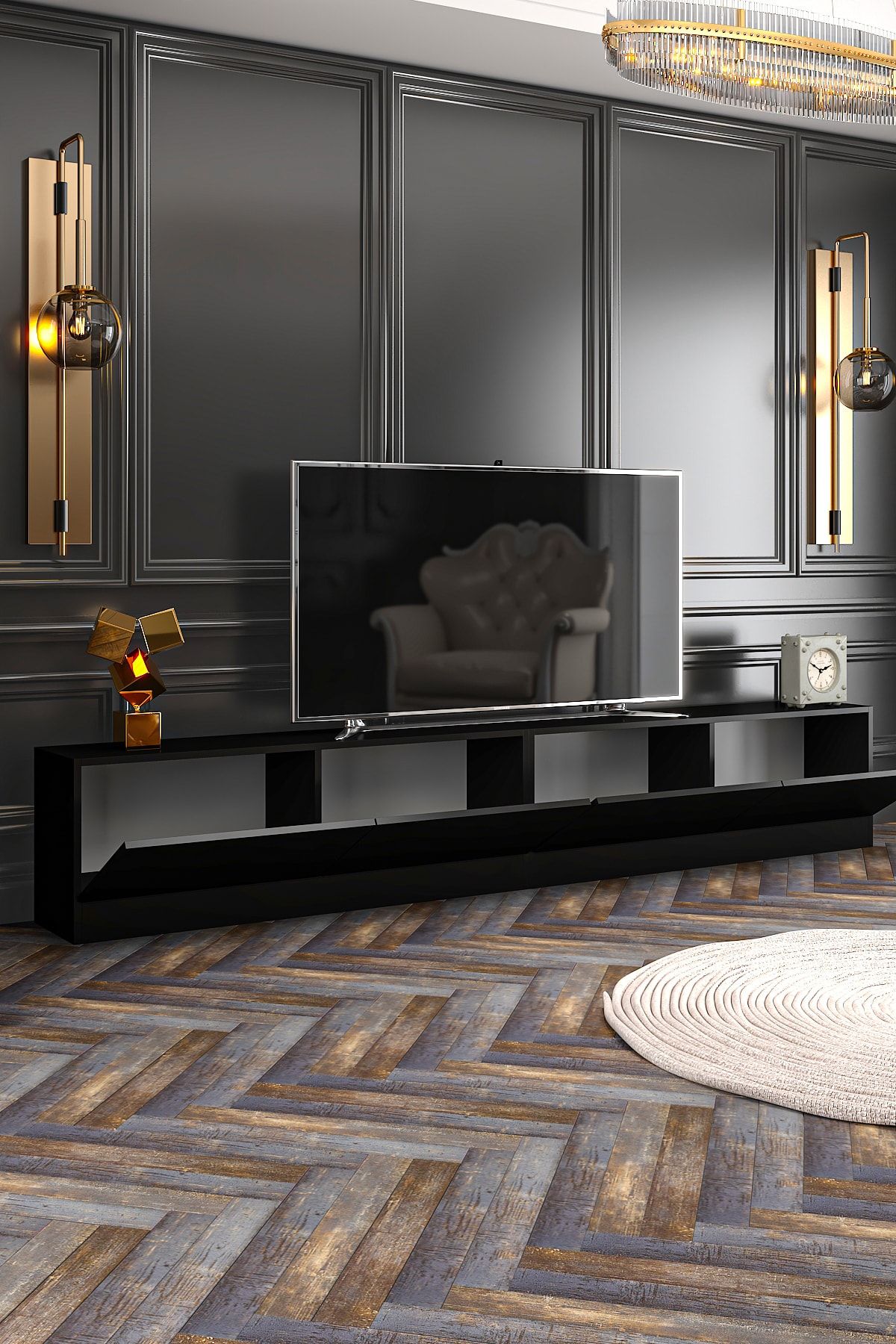 Lacquered TV Unit Black