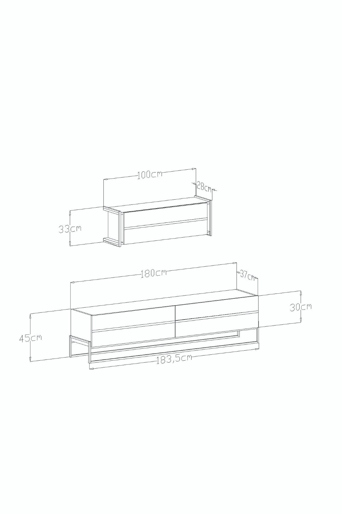 Lyones TV Unit Anthracite Gold 180 Cm