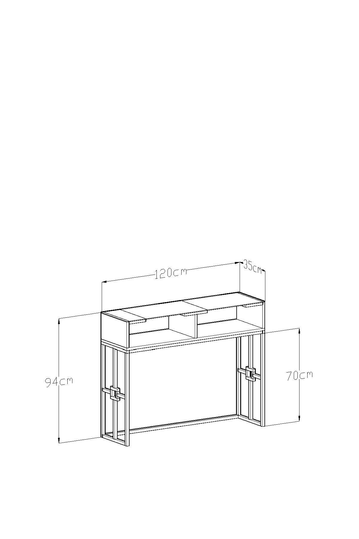 Andromeda Dresuar White & Tempered Glass Black Iron