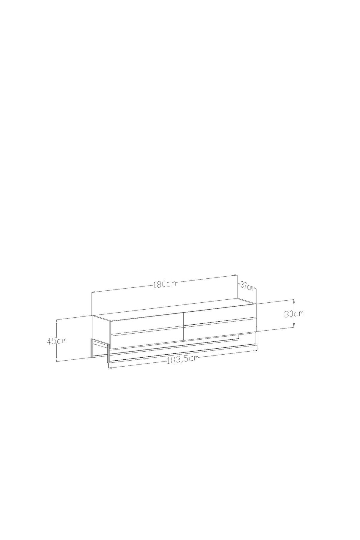 Lyones TV Unit Lower Unit Anthracite Gold 180 cm