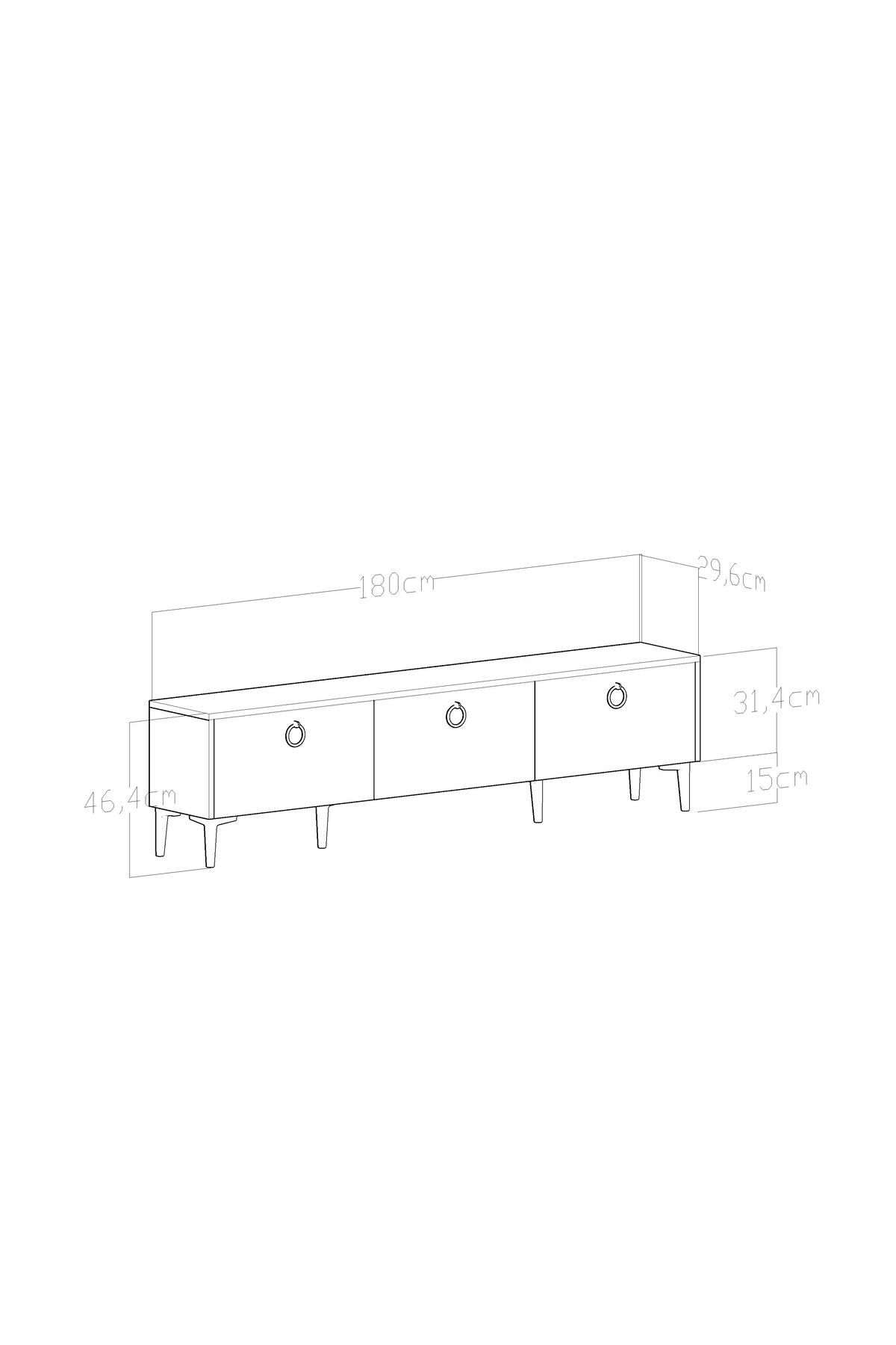 Magnolia 180 cm White TV Unit with Gold Legs