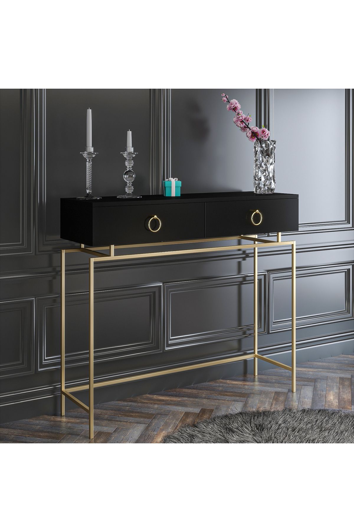 Valenti Drawer Black Gold