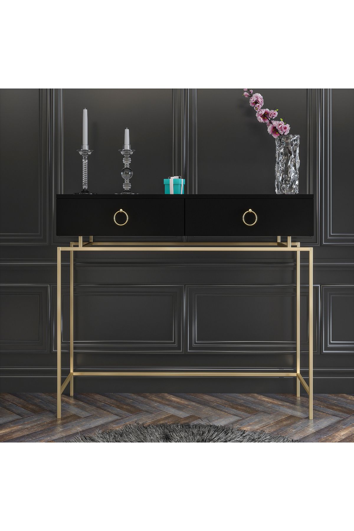 Valenti Drawer Black Gold