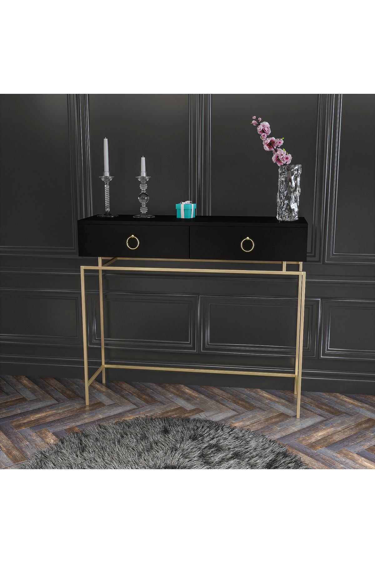 Valenti Drawer Black Gold