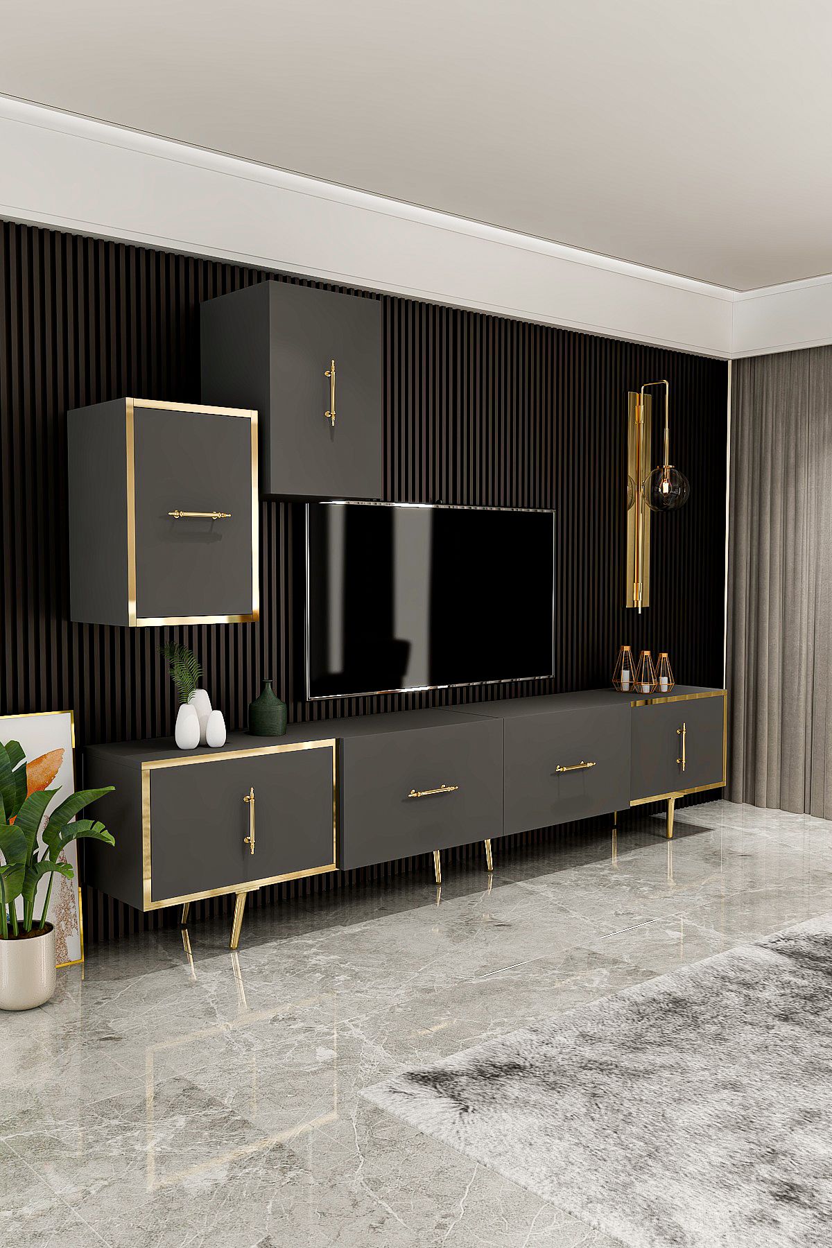 Kylıe TV Unit 200 cm Anthracite