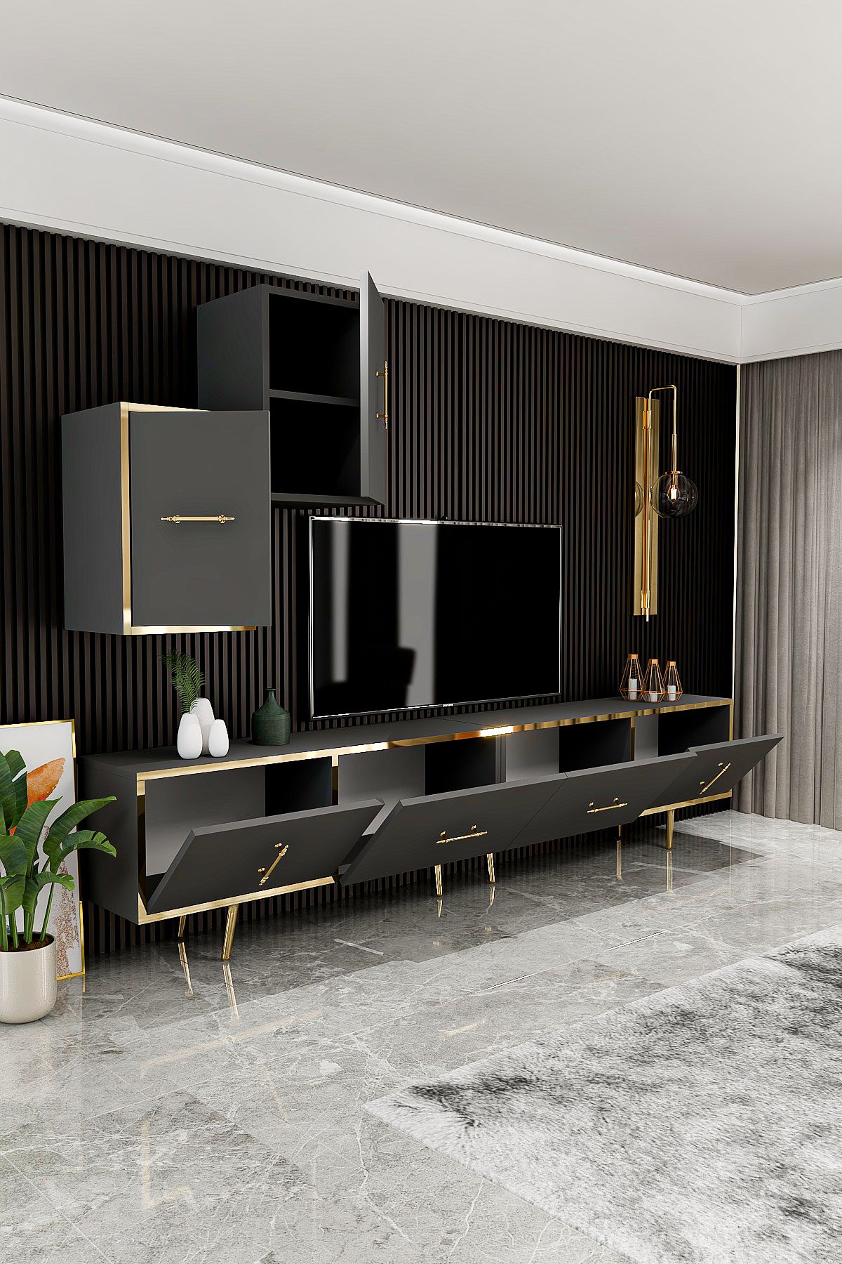 Kylıe TV Unit 200 cm Anthracite