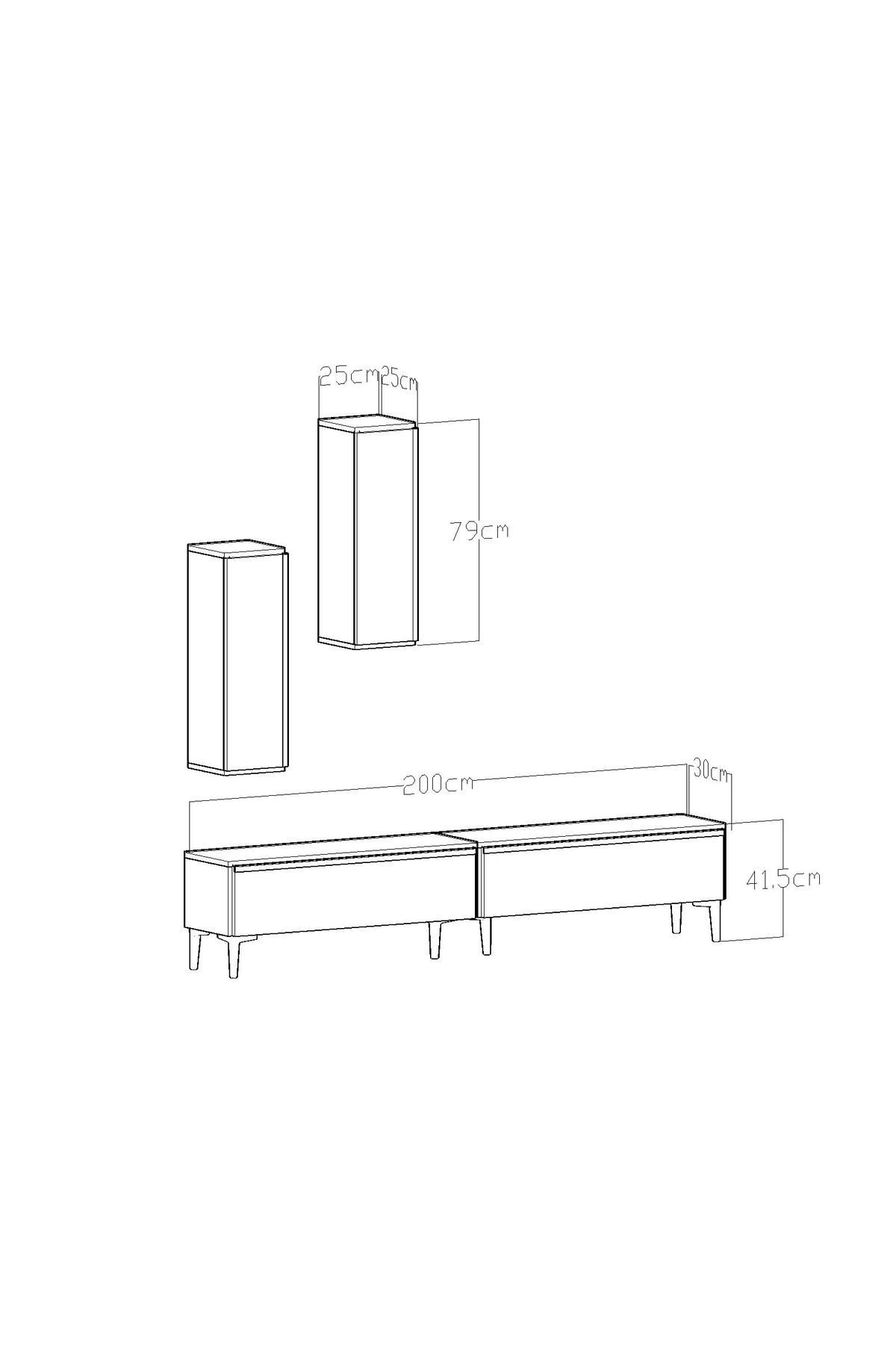 Valeria TV Unit White Anthracite with Gold Legs