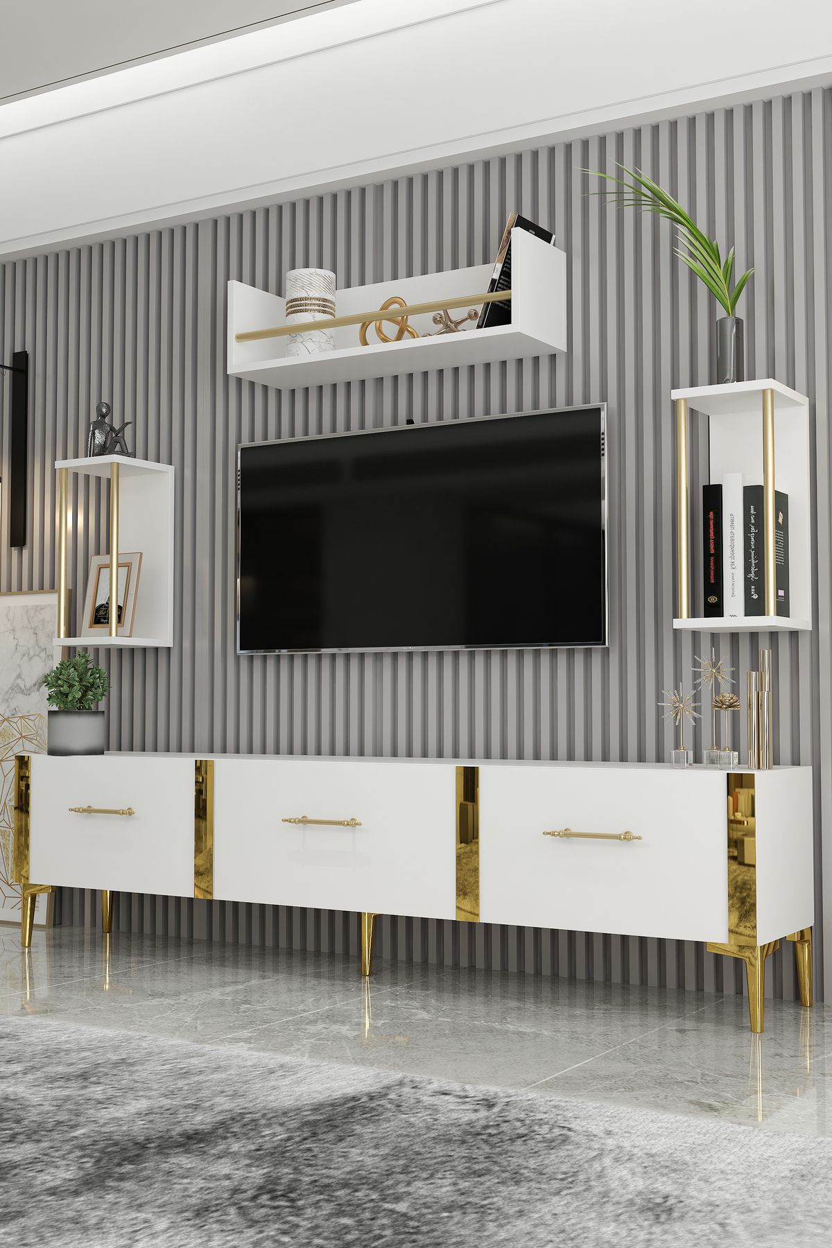 LAURA TV UNIT WHITE GOLD