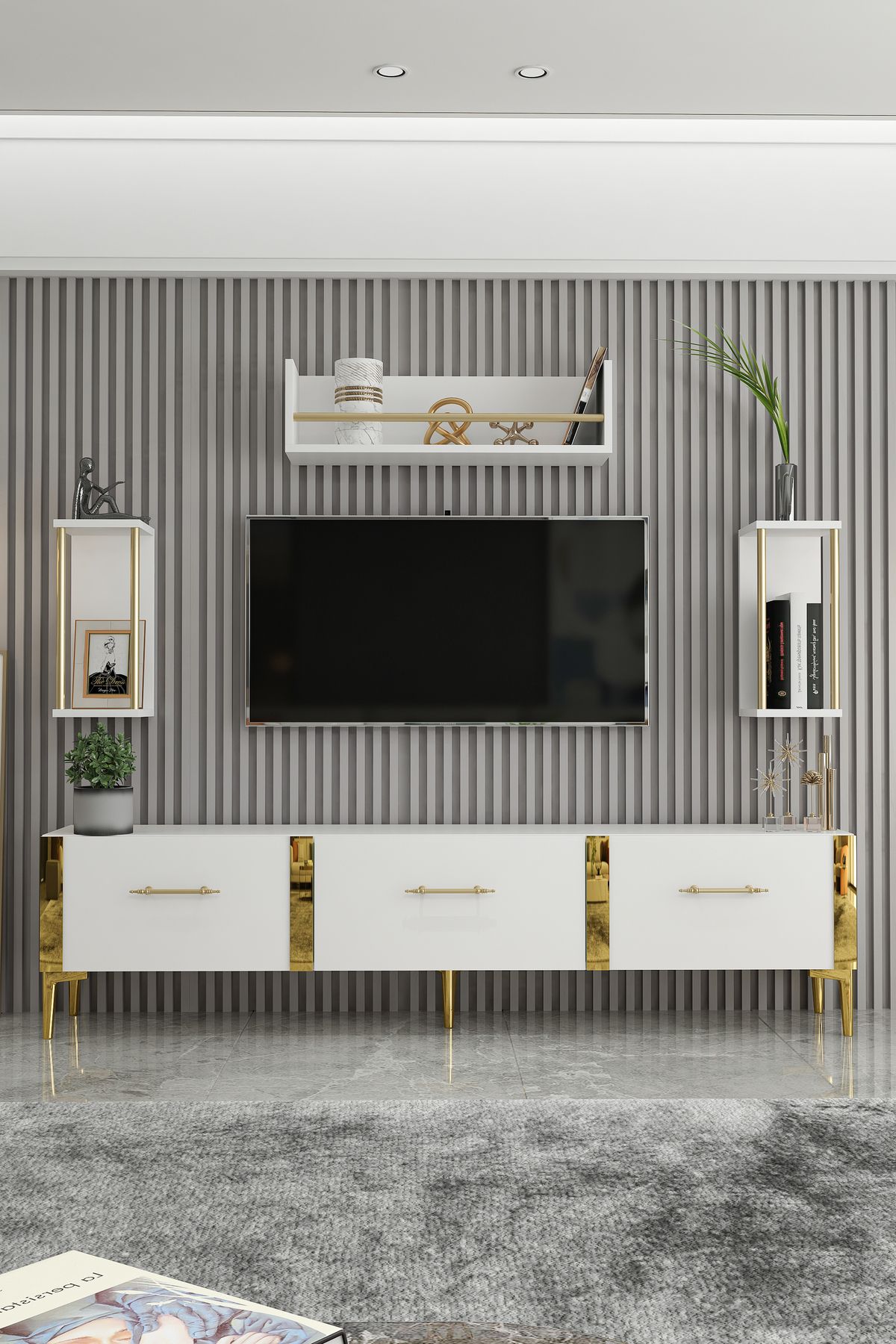 LAURA TV UNIT WHITE GOLD