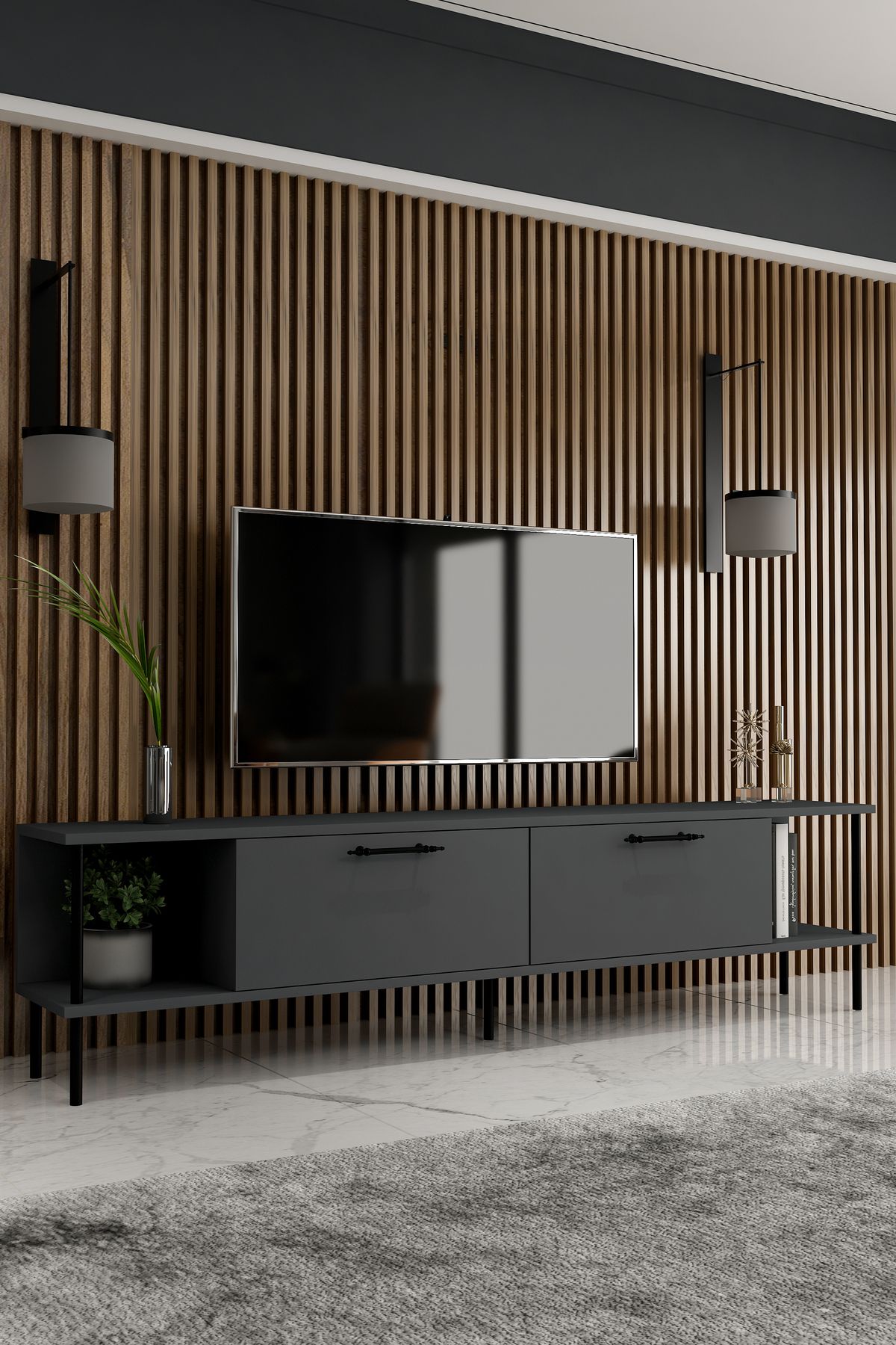 NORA TV UNIT ANTHRACITE BLACK