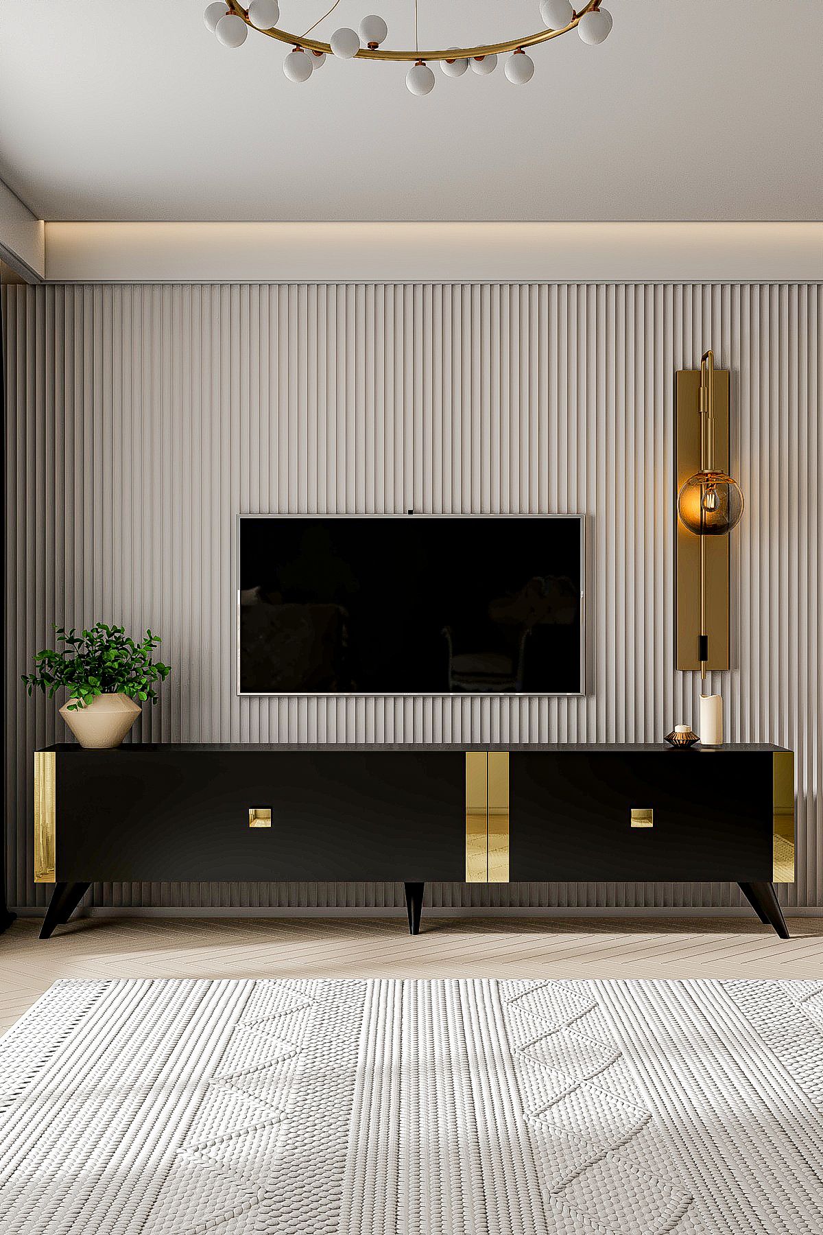 ELIZA TV UNIT BLACK GOLD