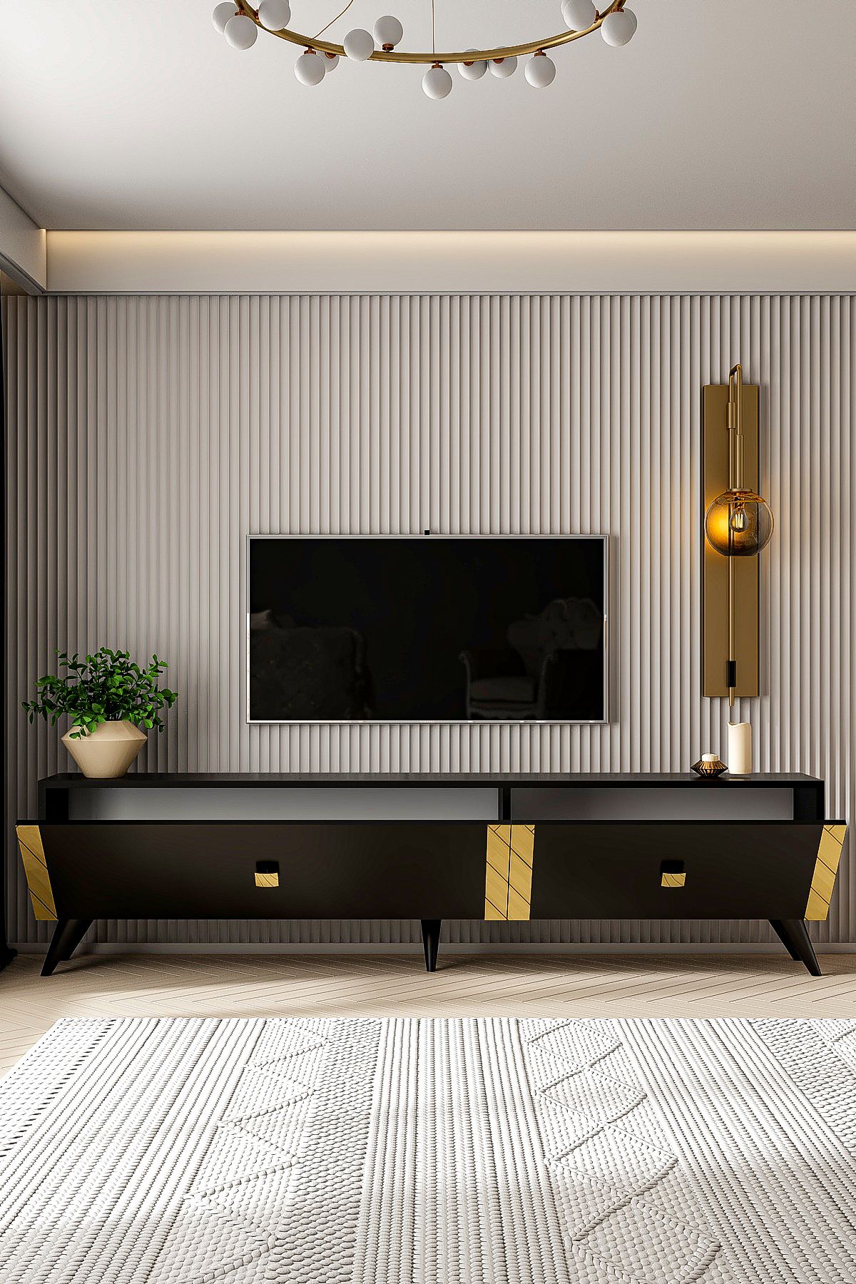 ELIZA TV UNIT BLACK GOLD