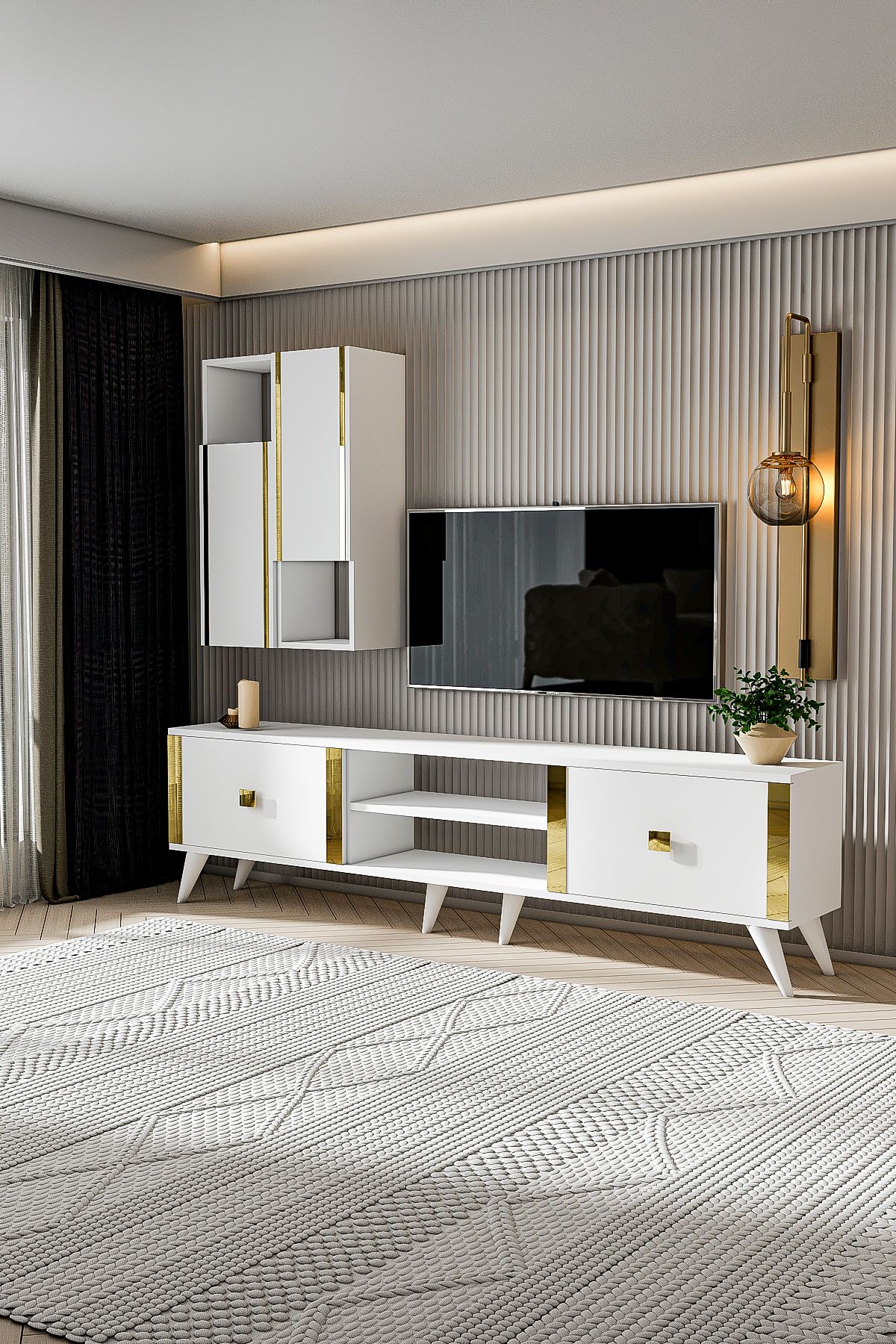 CARMEN TV UNIT WHITE GOLD