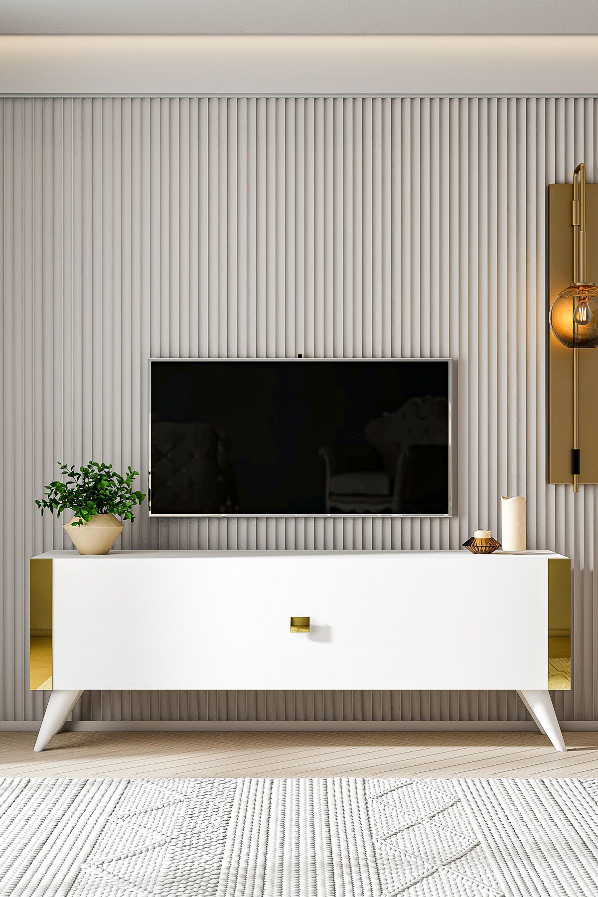 GRACE TV UNIT WHITE GOLD