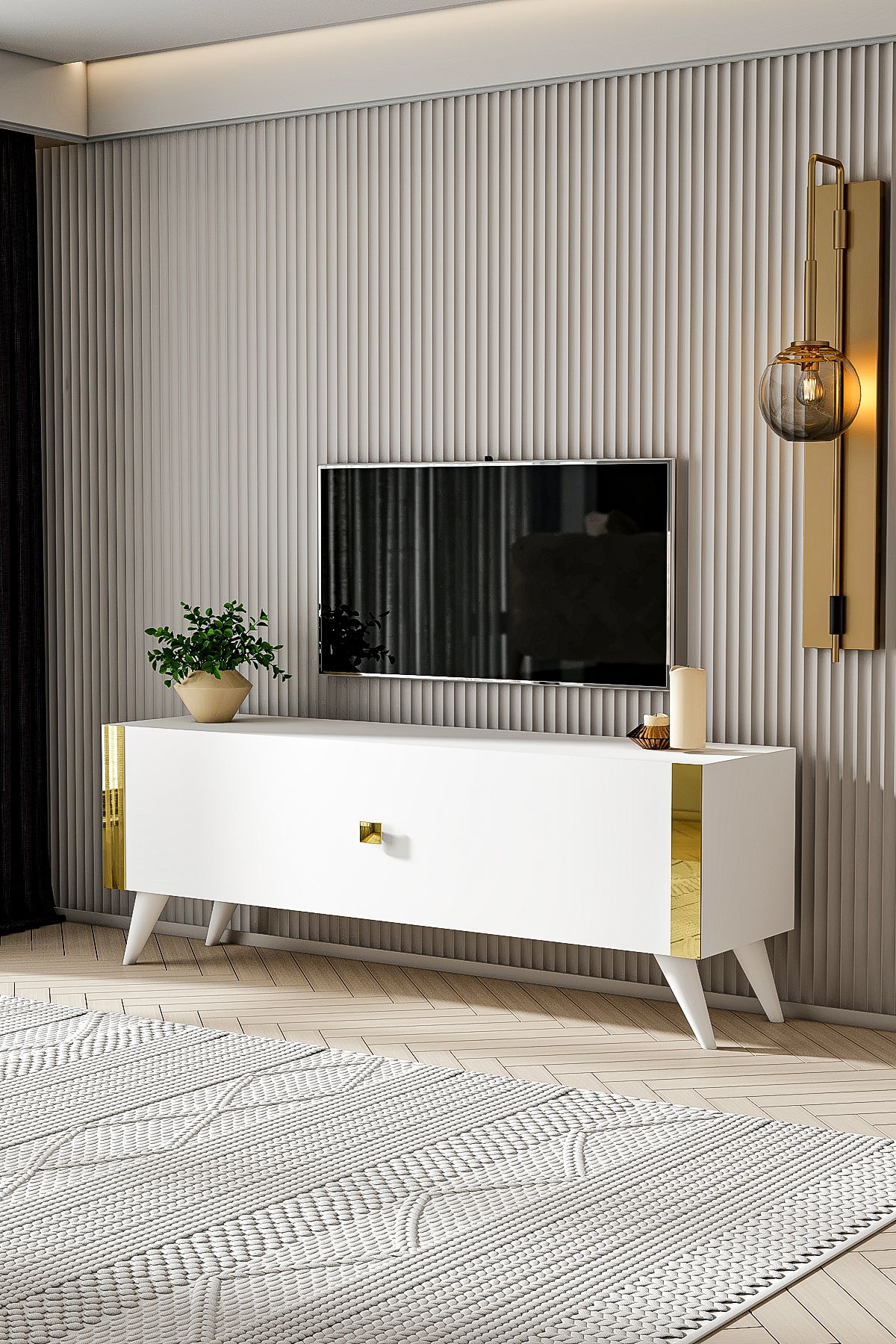 GRACE TV UNIT WHITE GOLD