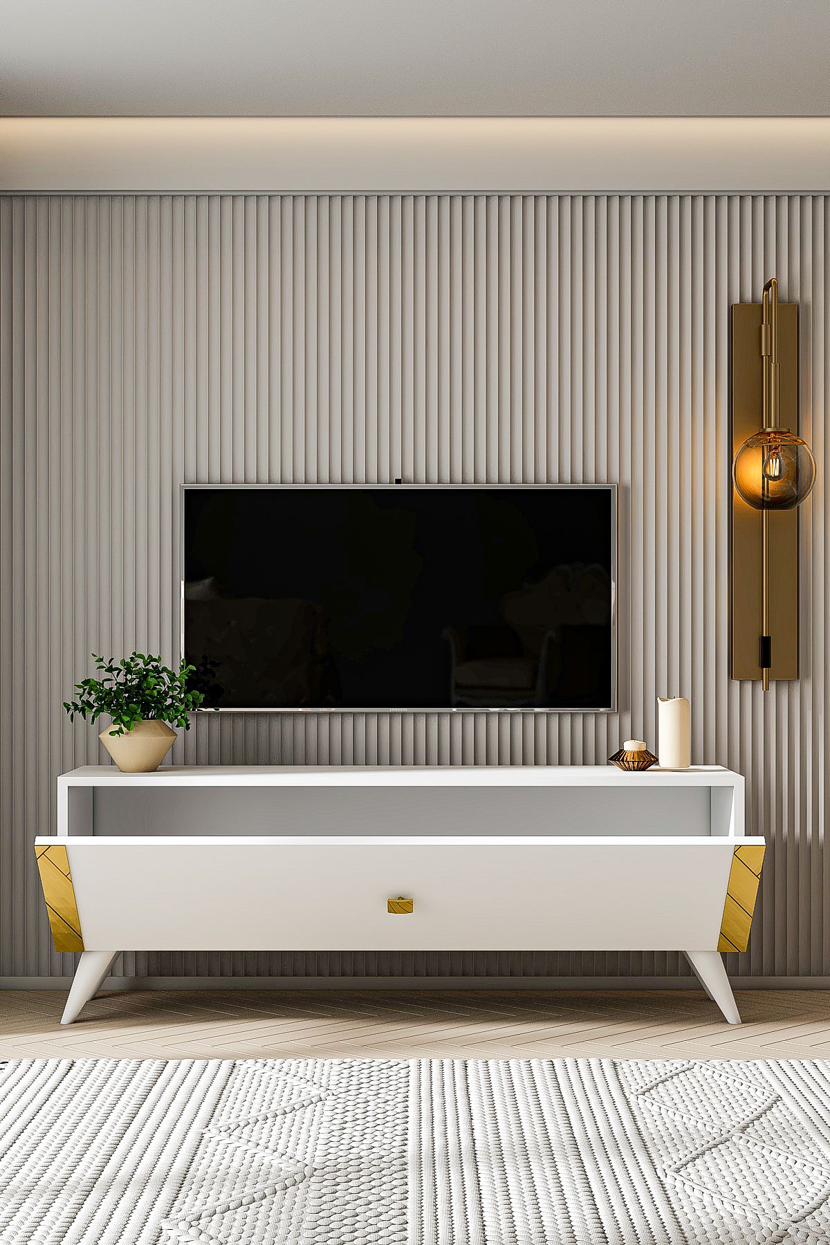 GRACE TV UNIT WHITE GOLD