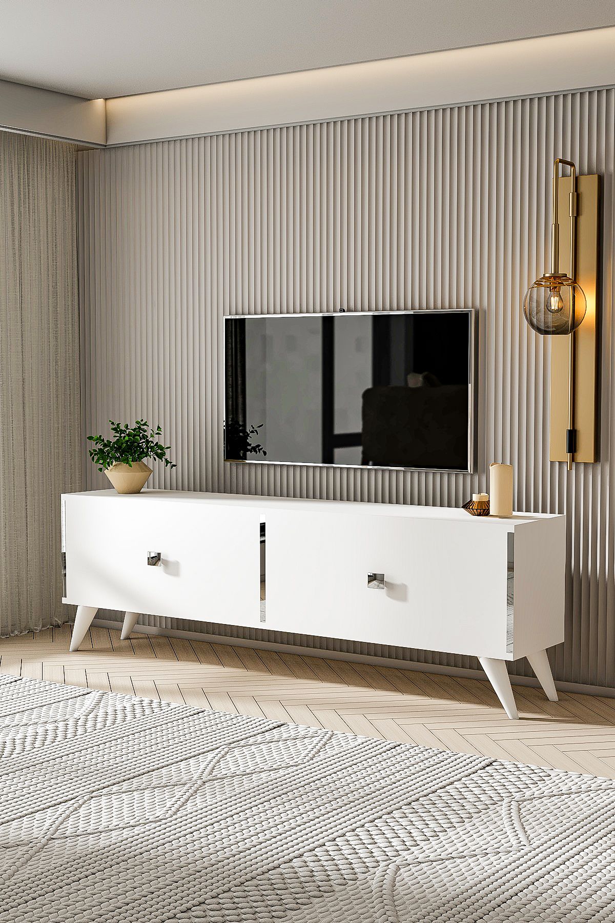 MARCO TV UNIT WHITE SILVER