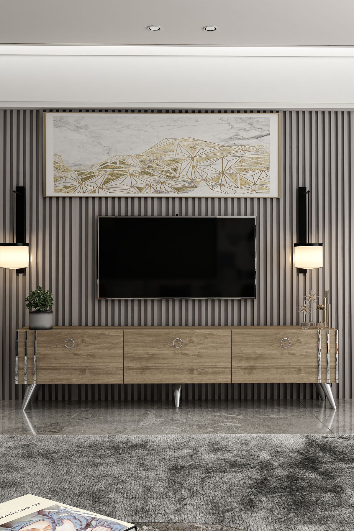 ASTEL WALNUT SILVER TV UNIT