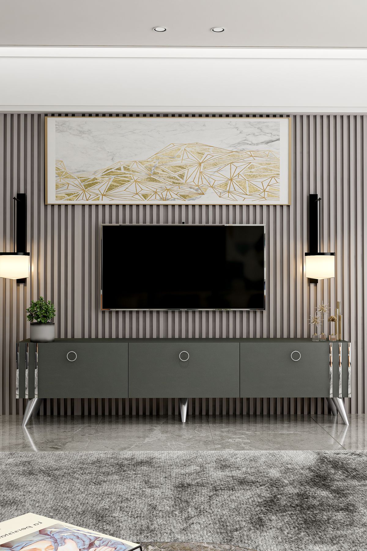 ASTEL ANTHRACITE SILVER TV UNIT