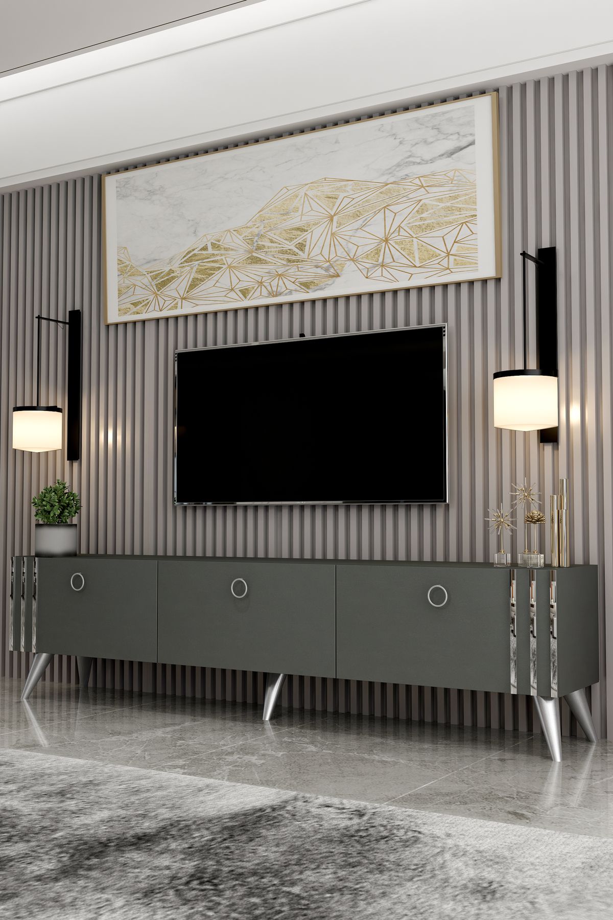 ASTEL ANTHRACITE SILVER TV UNIT