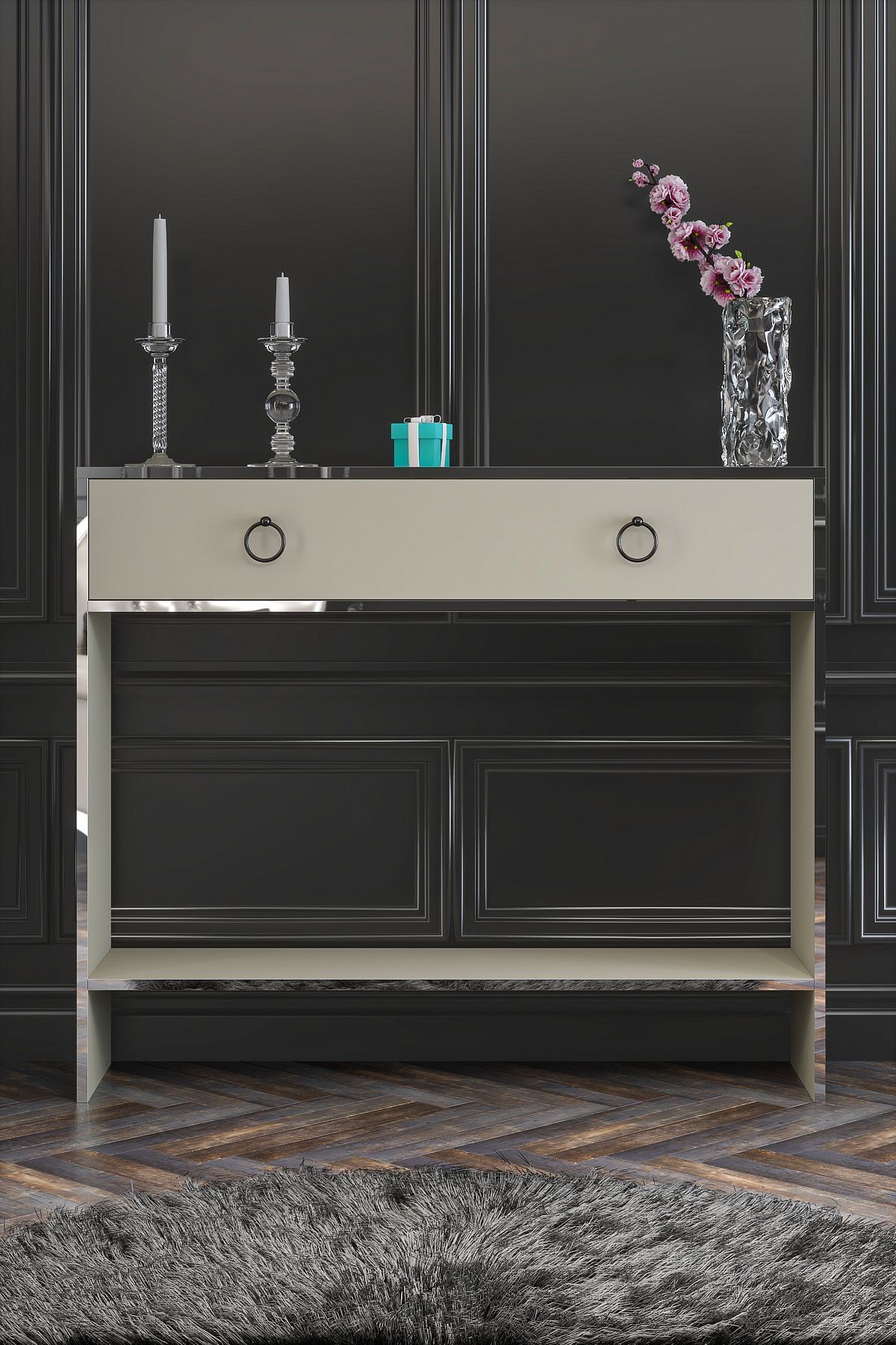 Esmeralda Drawer Sand Beige Silver