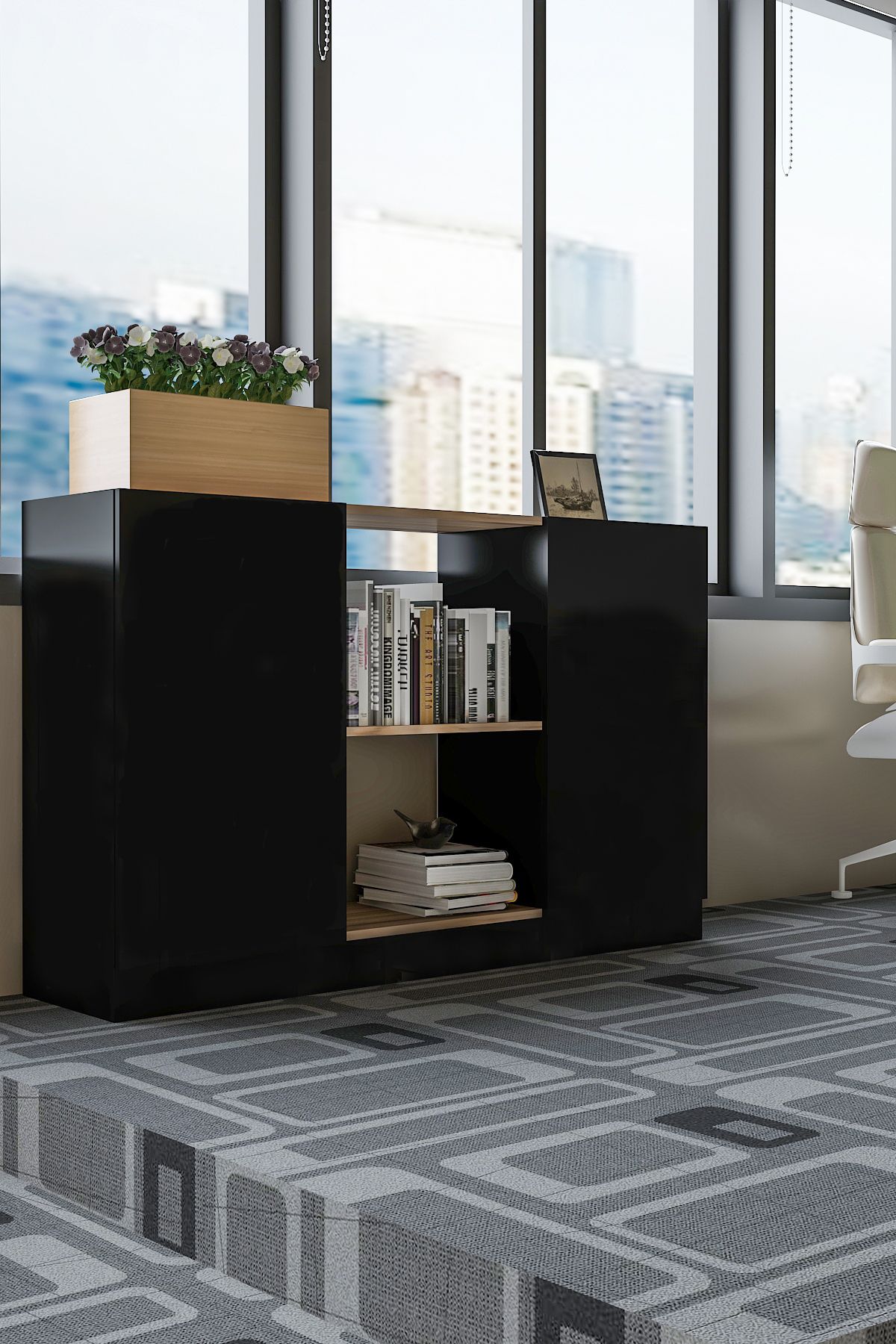 MONARCH OFFICE CONSOLE BLACK ÇIRAĞAN