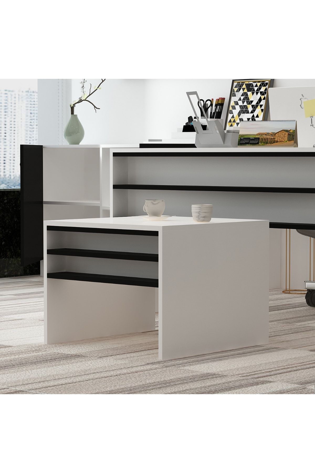 Orion Office Coffee Table Black White