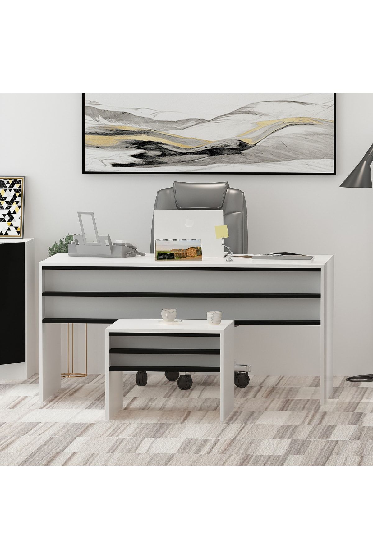 Orion Office Desk Black White