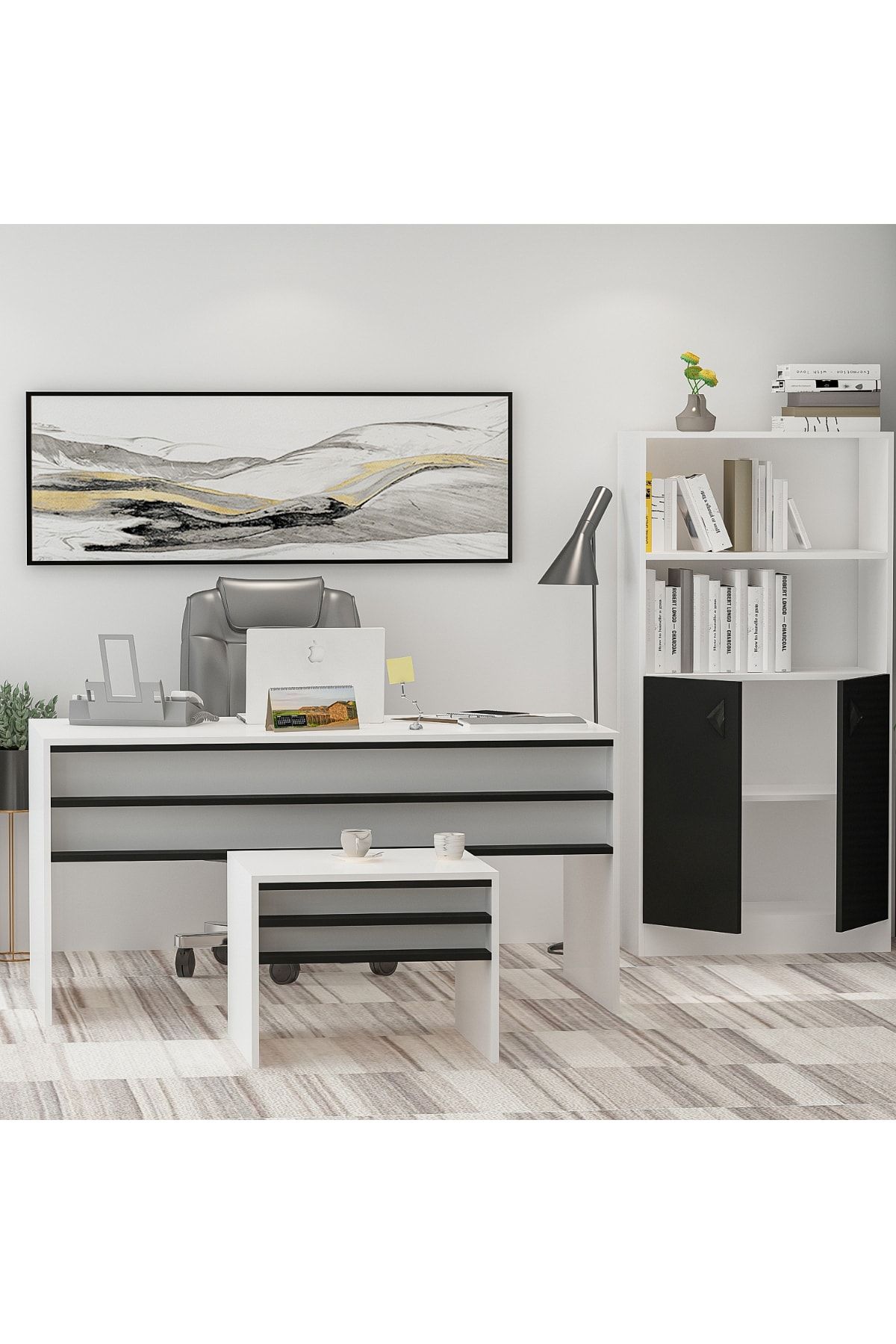 Orion Office Desk Black White