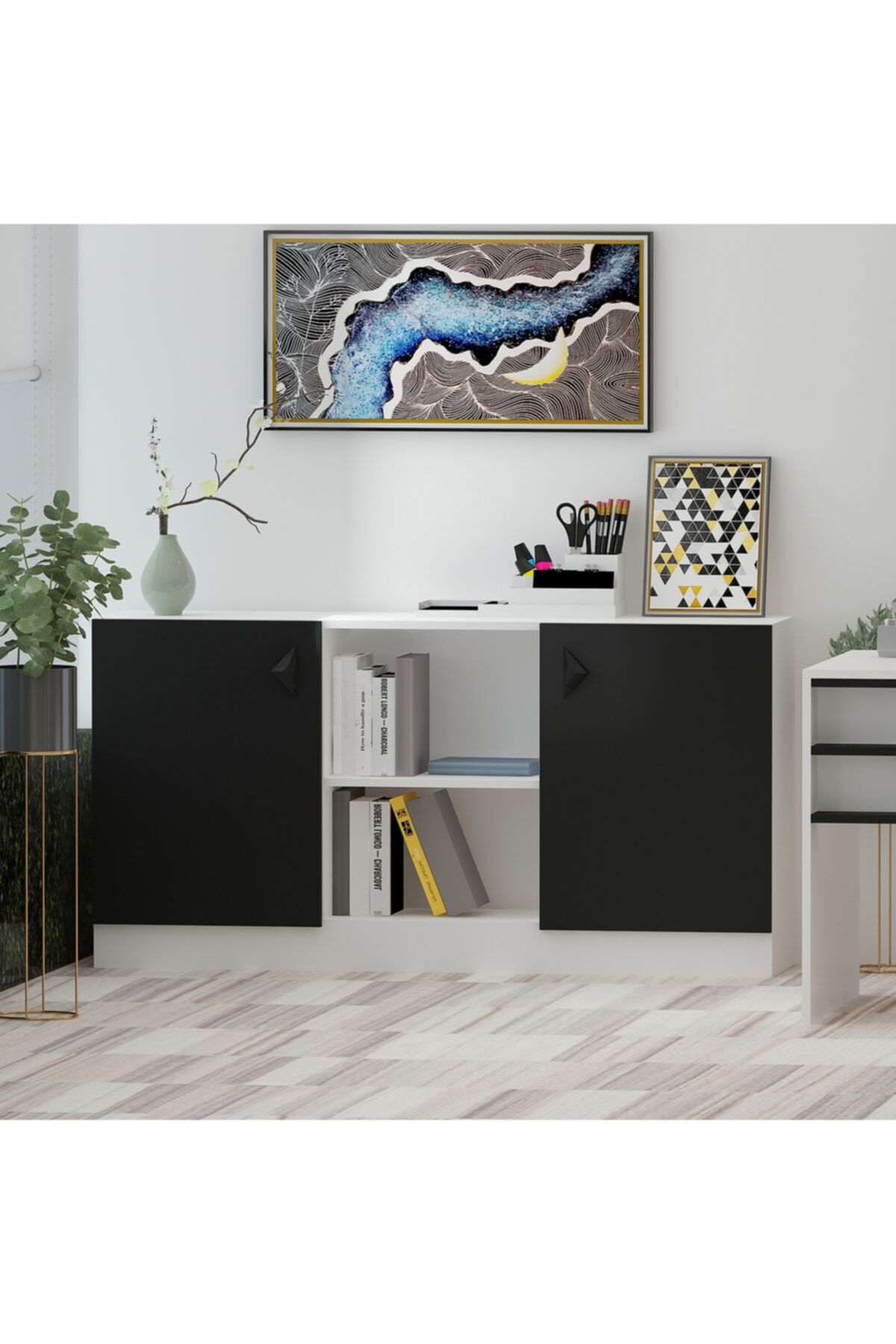 Orion Office Console Cabinet Black White