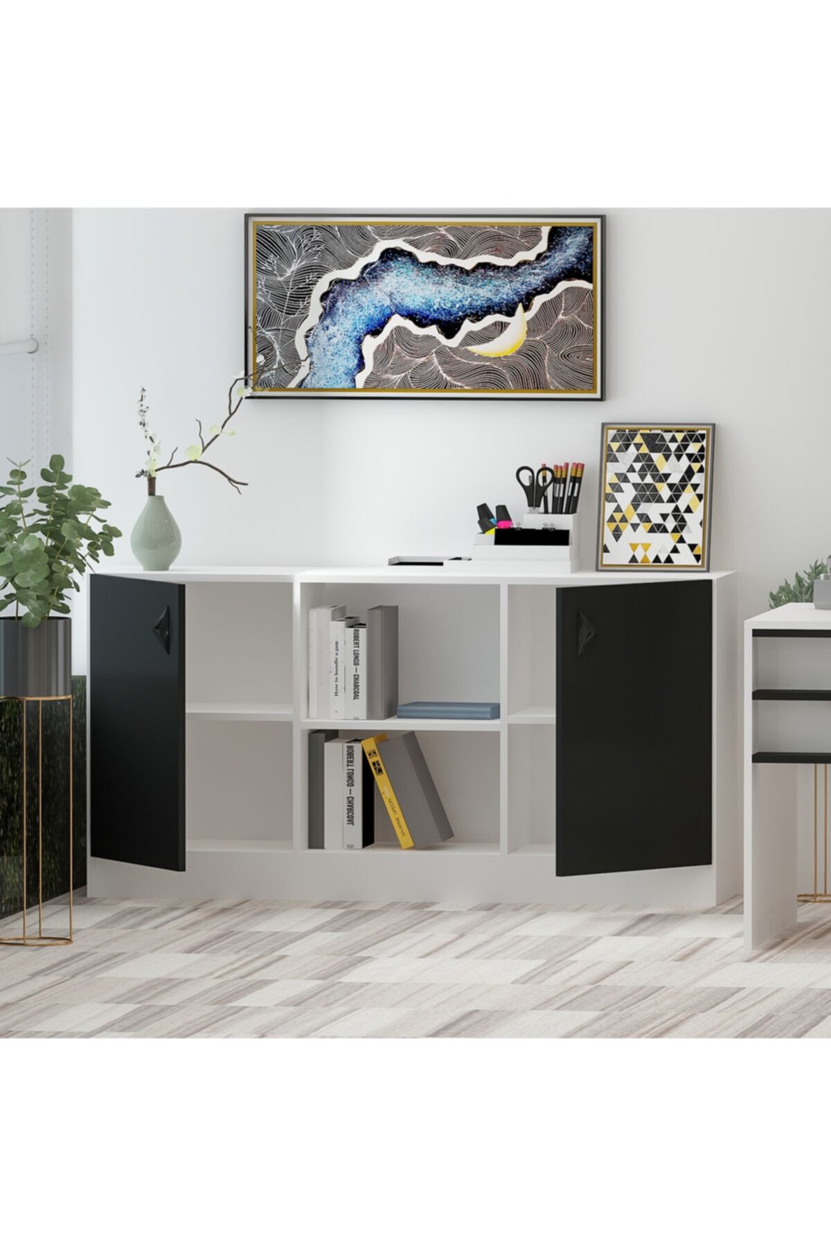 Orion Office Console Cabinet Black White