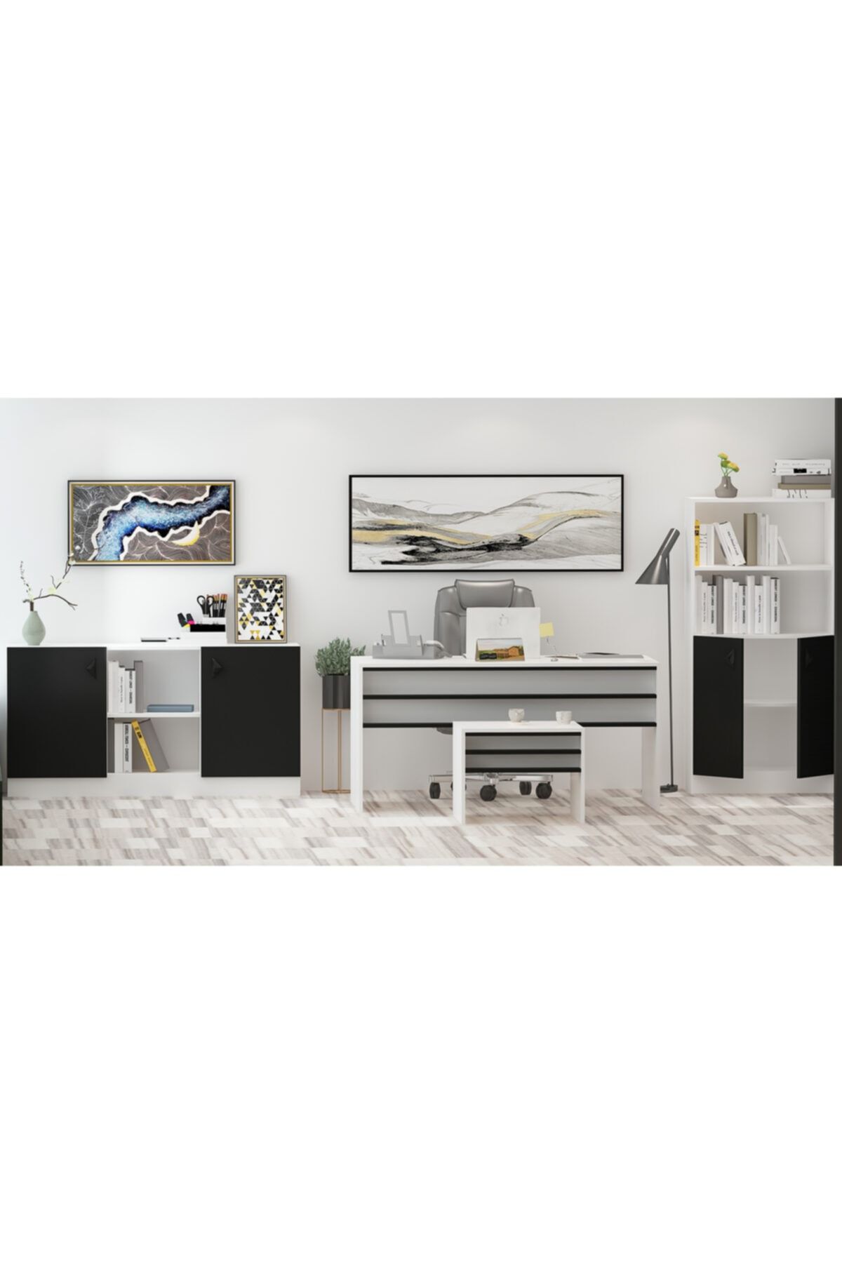 Orion Office Console Cabinet Black White