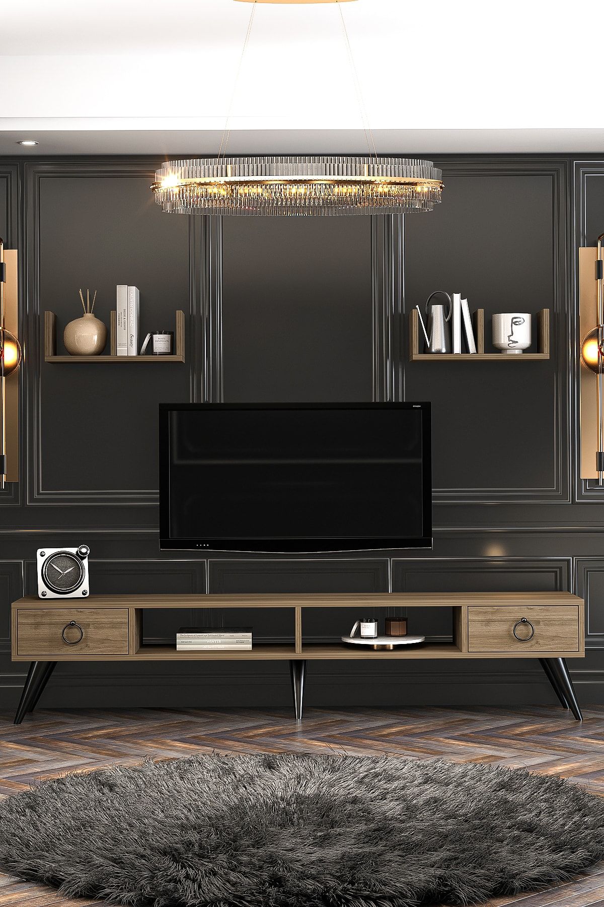 Lucina TV Unit 2 Shelves Walnut 180 Cm