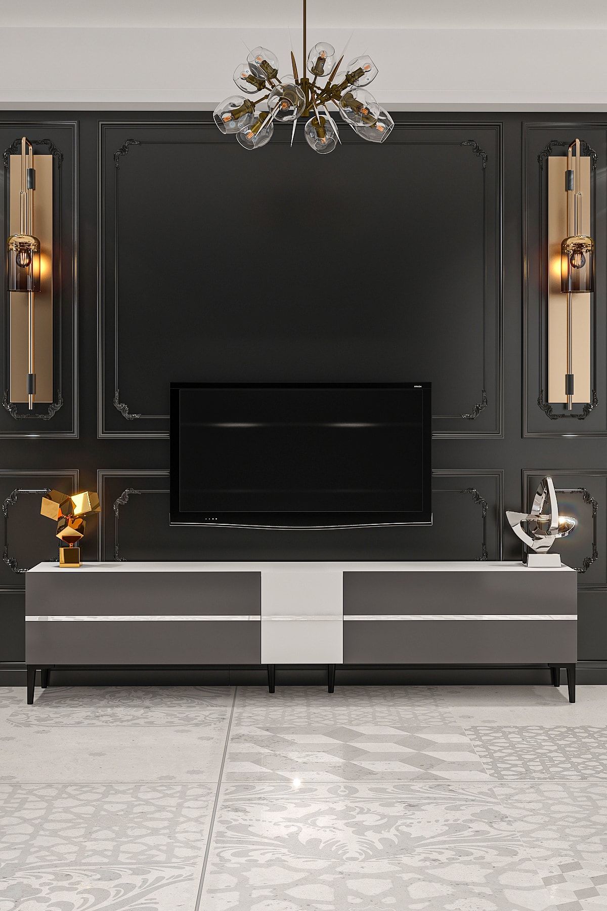 Aragorn TV Unit 200cm Anthracite White