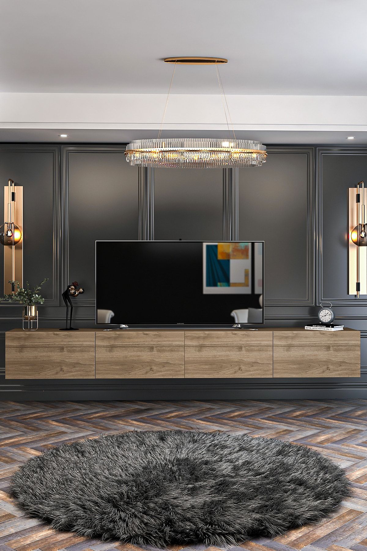 Milan TV Unit Wall Mounted - Standing Use 240 Cm