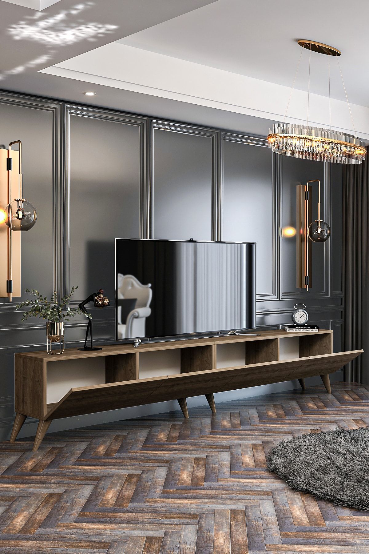 Milan TV Unit Wall Mounted - Standing Use 240 Cm