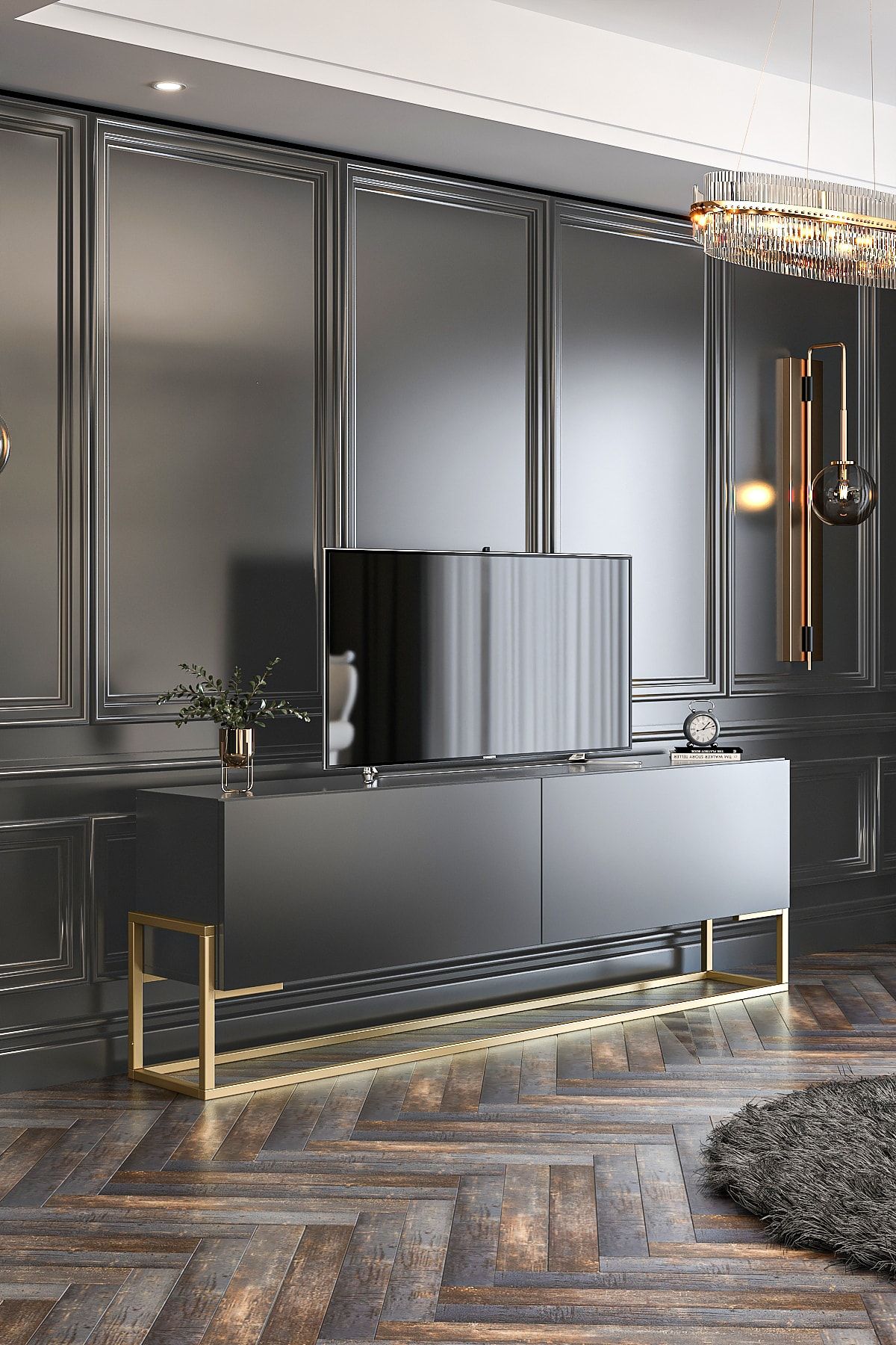 Amelia TV Unit Anthracite Gold