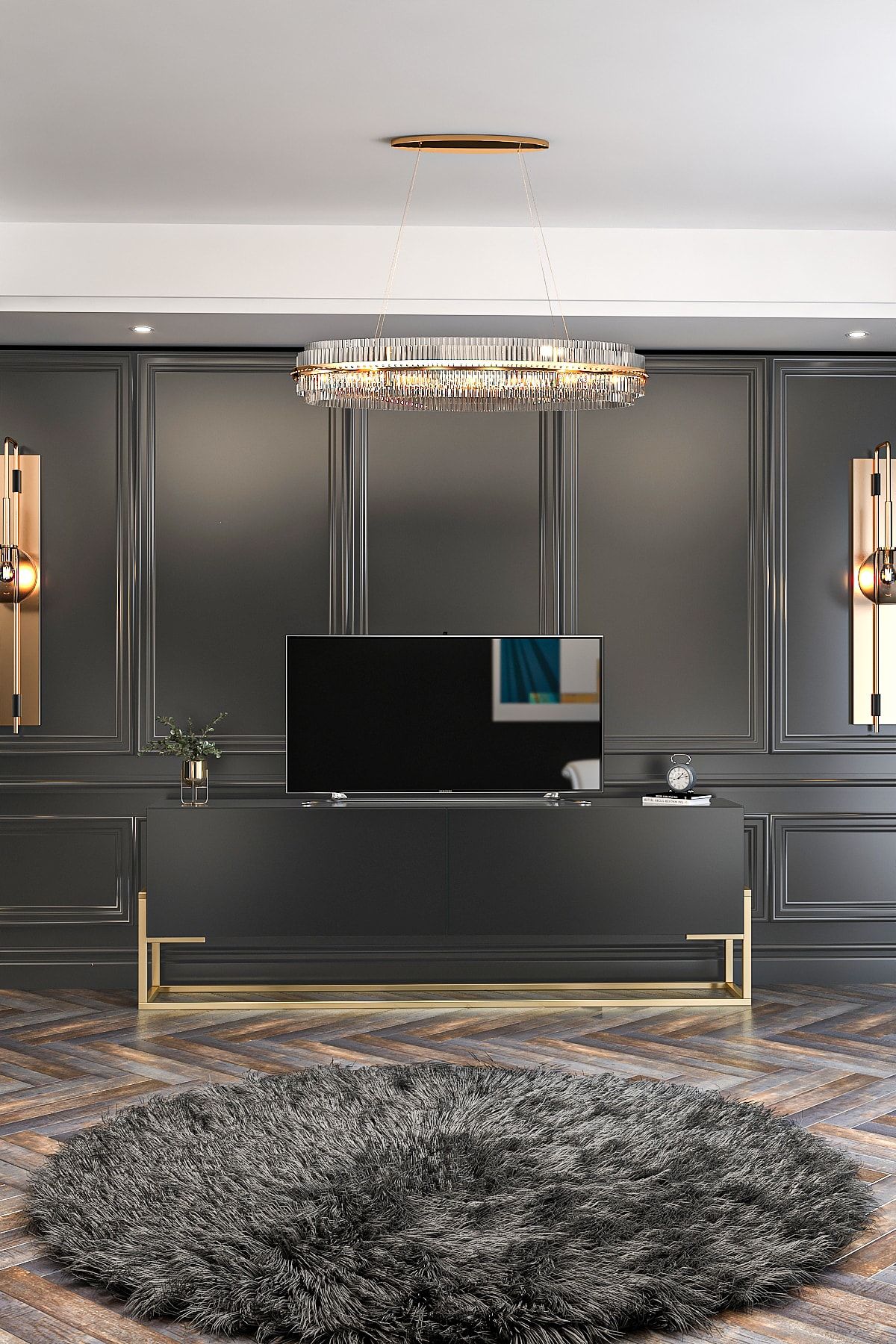 Amelia TV Unit Anthracite Gold