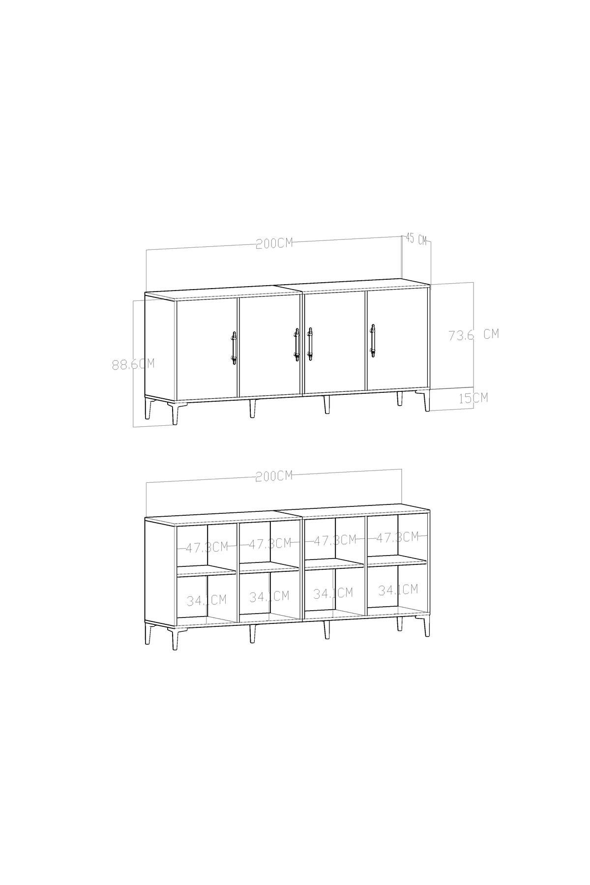 Mons Console 200 cm Anthracite White Silver