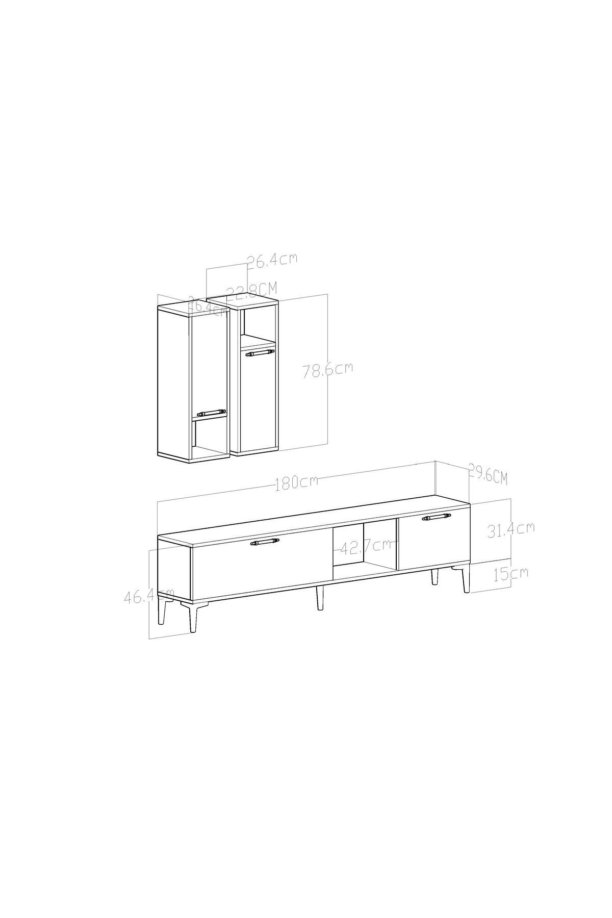 Astera TV Unit 180 Cm Black Anthracite Silver